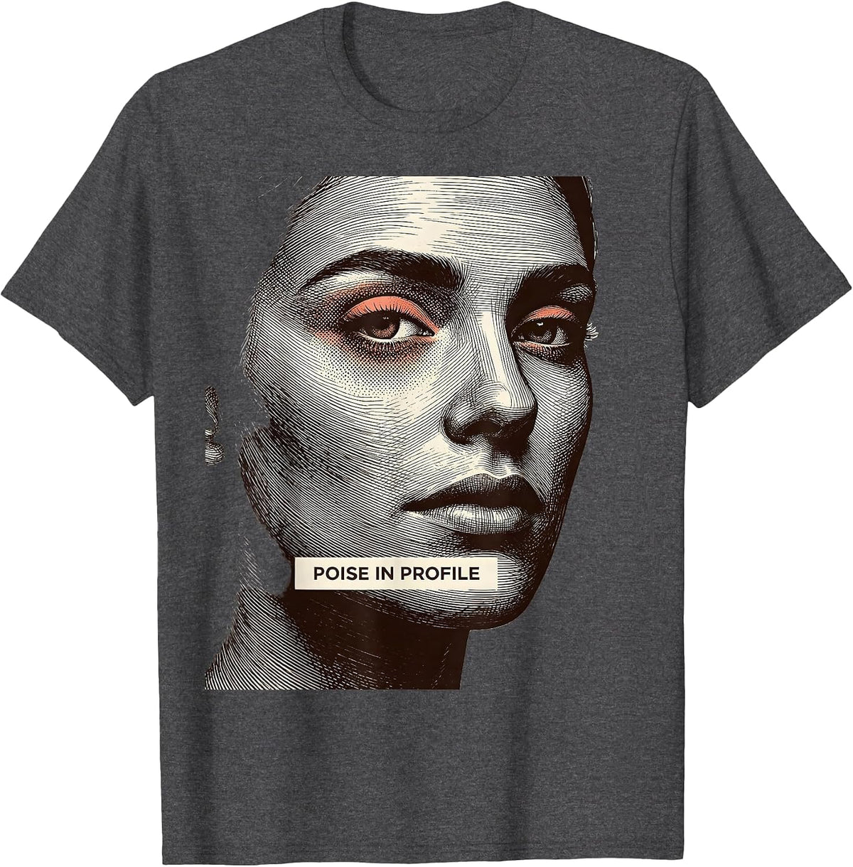 Poise In Profile Abstract Fashion Designer Artwork T-Shirt - Dark Heather Grey