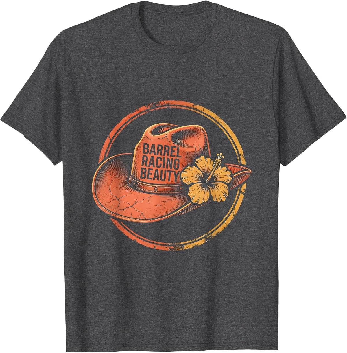 Barrel Racing Beauty Rodeo Women Design T-Shirt - Dark Heather Grey