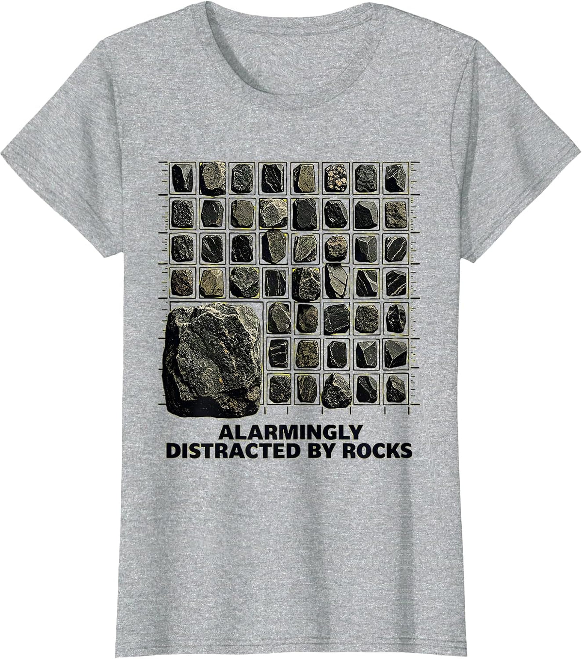 Alarmingly Distracted By Rocks Funny Geologist Rock T-Shirt - Heather Grey