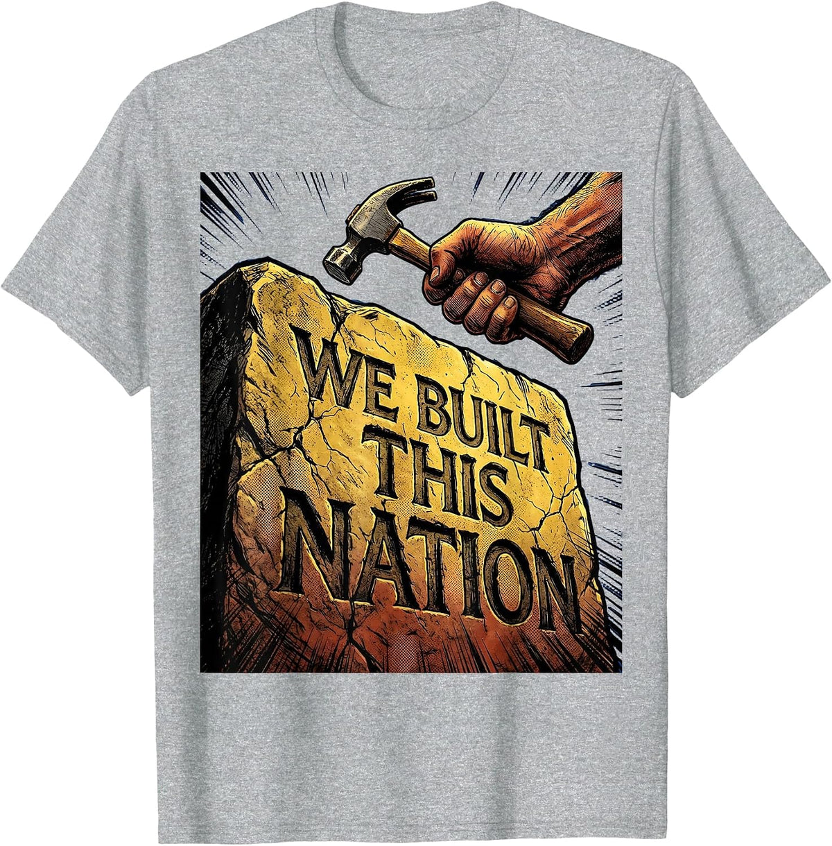 Men's We Built This Nation Patriotic Graphic Design T-Shirt - Heather Grey