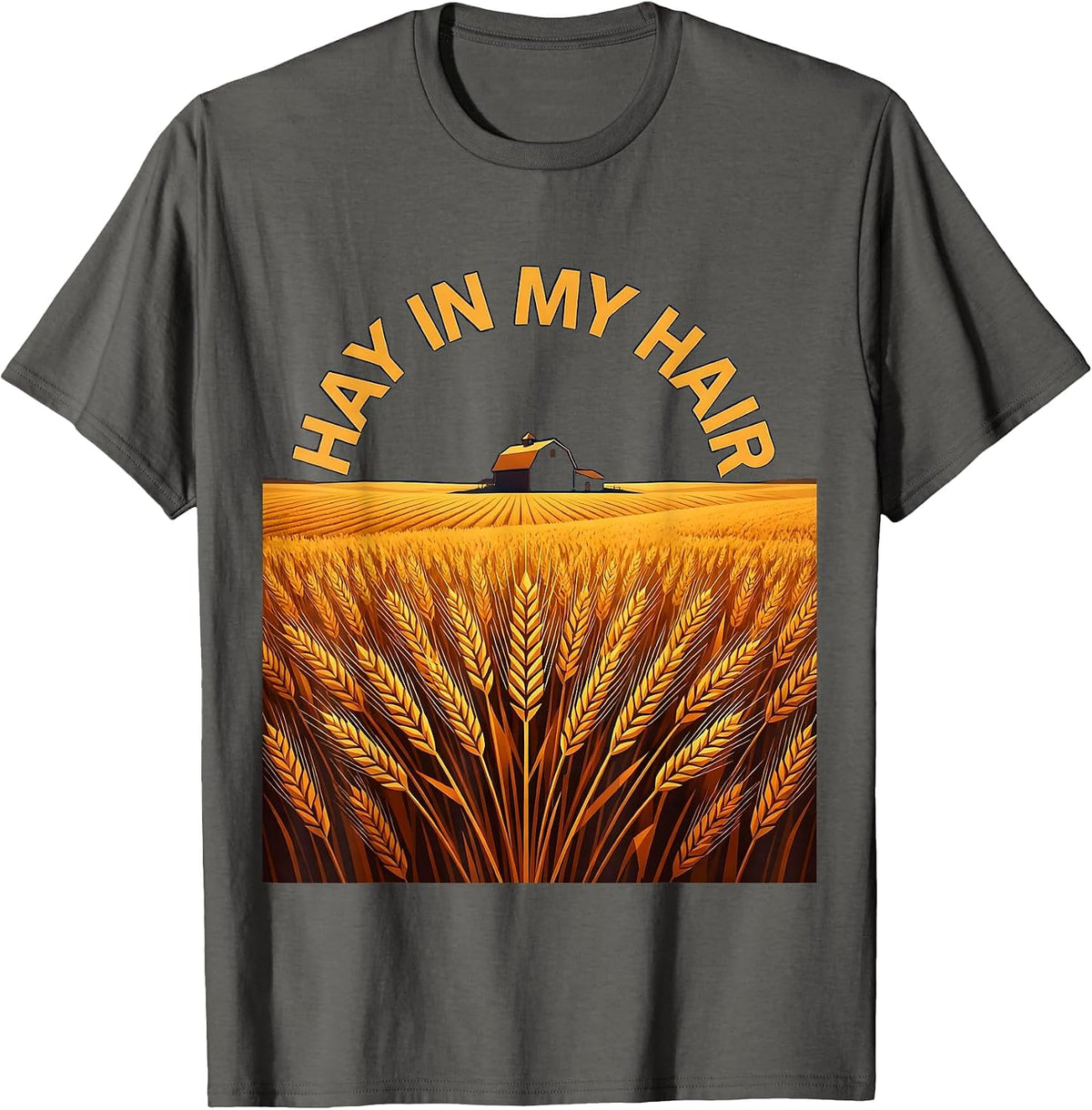 Hay In My Hair Country Women Farm Life Design T-Shirt - Asphalt Grey