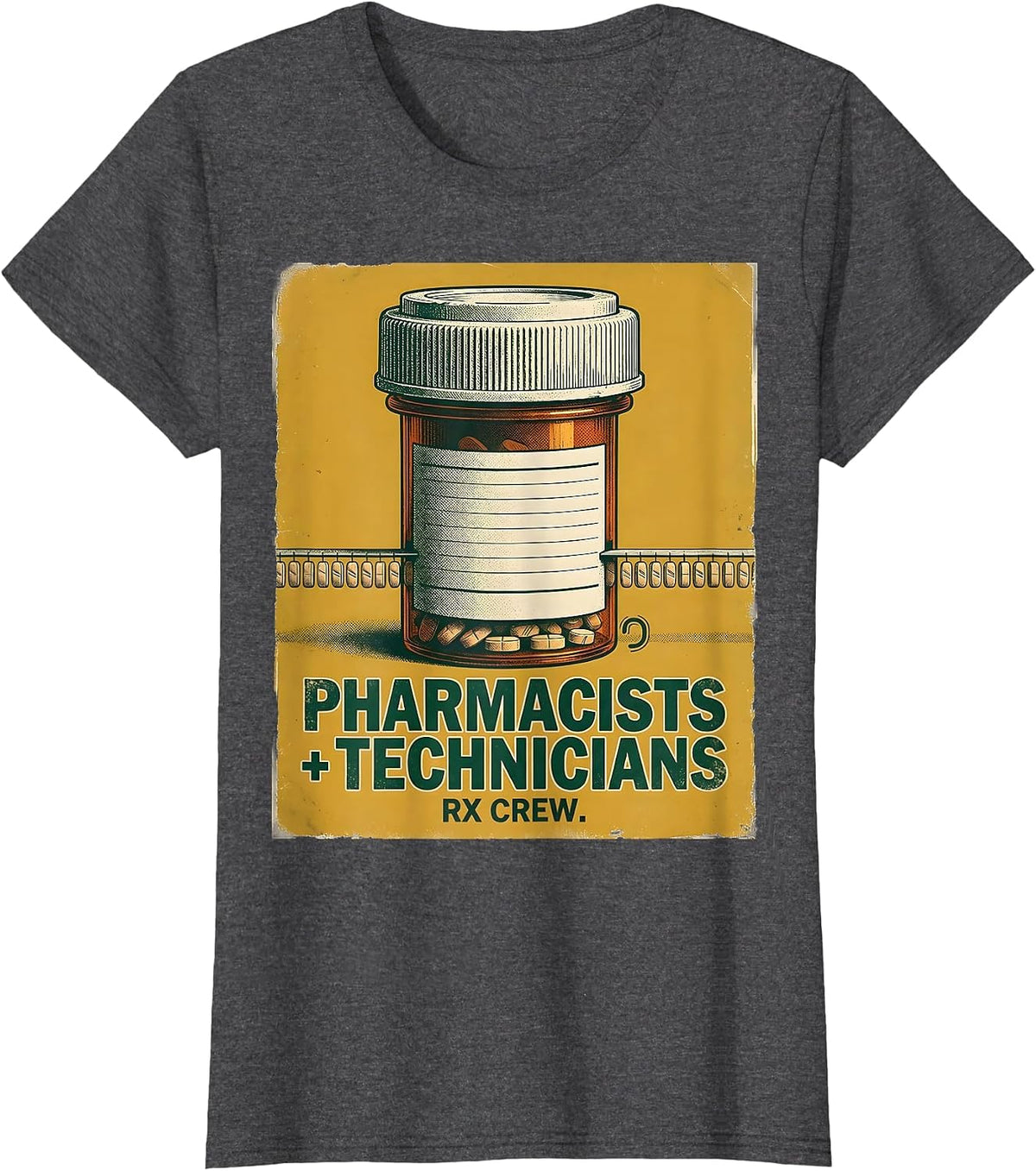 Women's Pharmacists + Technicians, Rx Crew Vintage Pharmacy Squad T-Shirt - Dark Heather Grey
