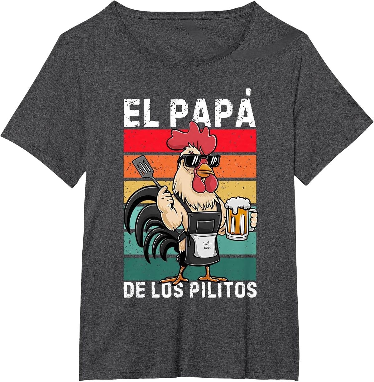 Retro El Papa de lo pollitos Funny Spanish Dia del Padre Tee T-Shirt - Dark Heather Grey