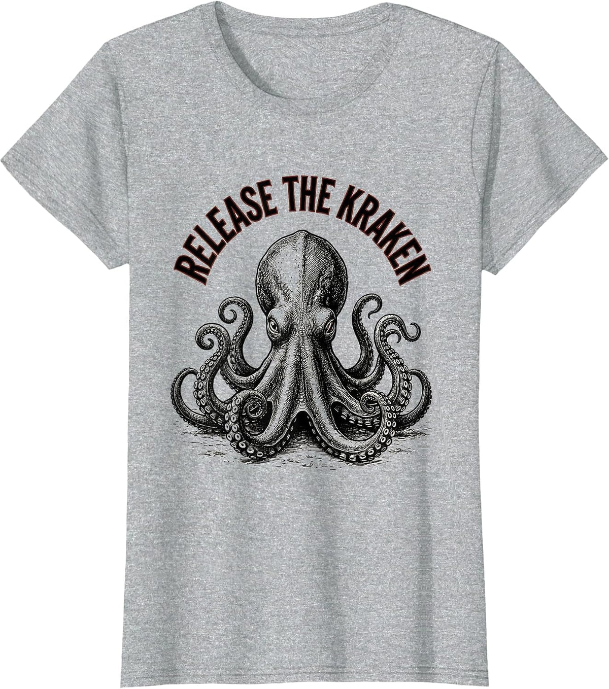 Release The Kraken Vintage Kraken Octopus Marine Biology T-Shirt - Heather Grey