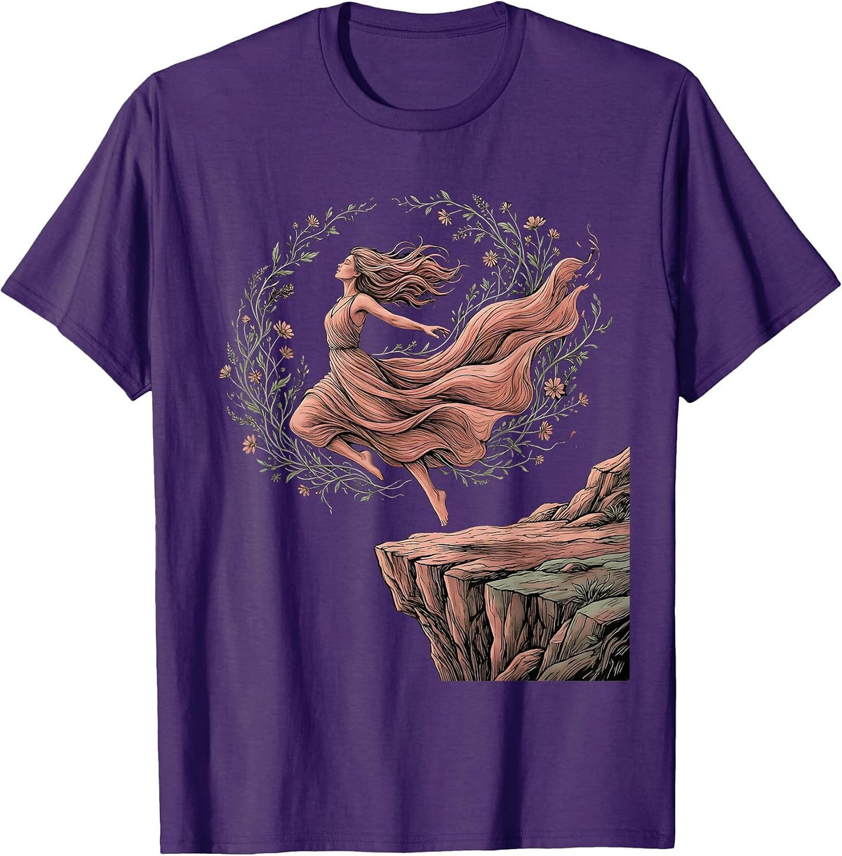Men's Gigi Fearless Leap Cliff Edge Graphic Tee T-Shirt - Purple