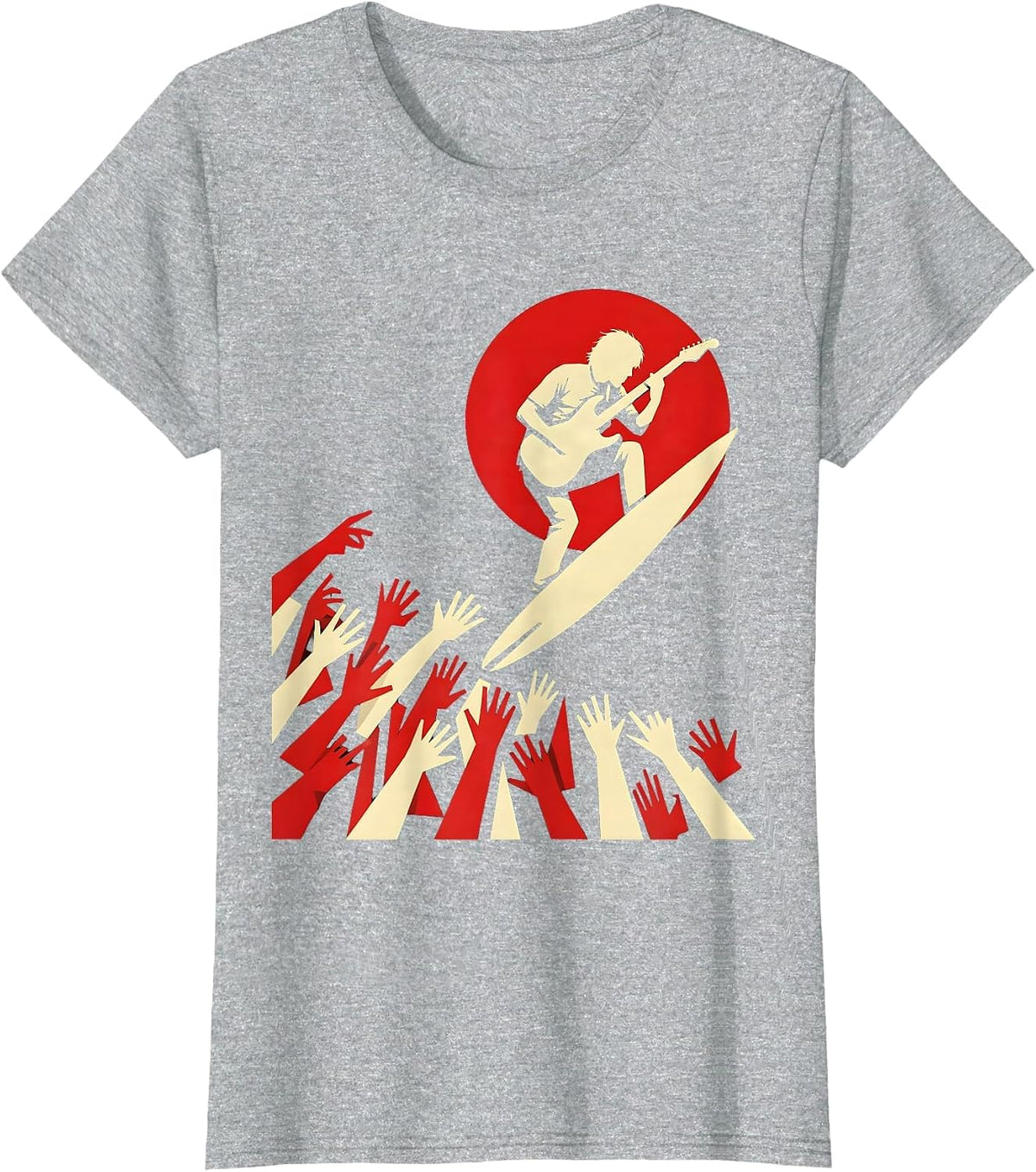 Crowd Surfer Band Graphic Music Fan Design T-Shirt - Heather Grey