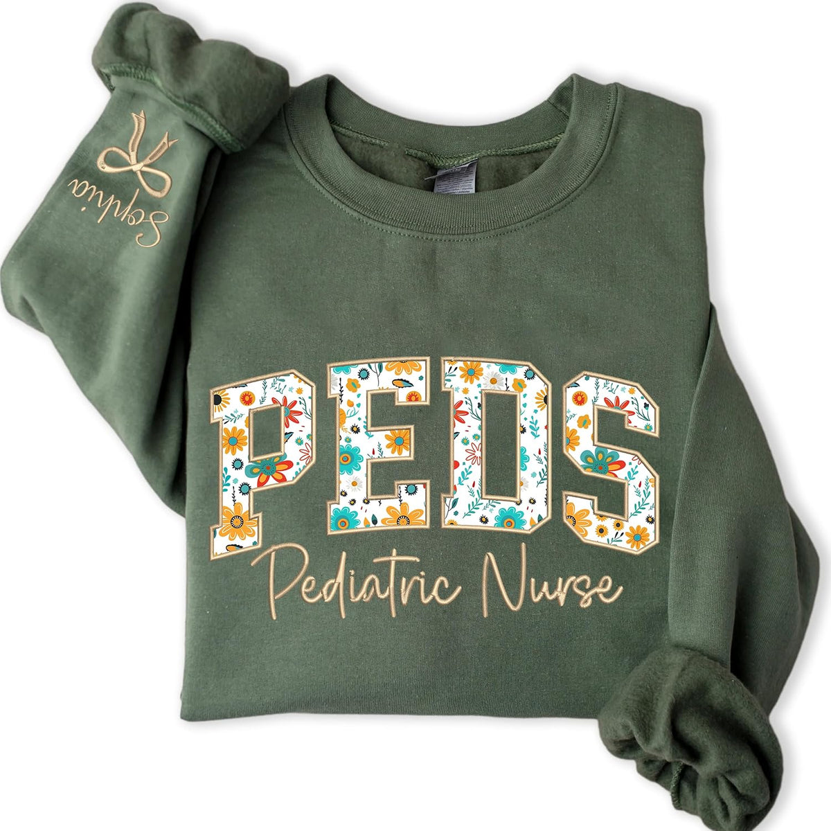 Embroidered Nurse Sweatshirt – Custom Name & Specialty, Personalized Gift for Nurses & Healthcare Heroes - Peds