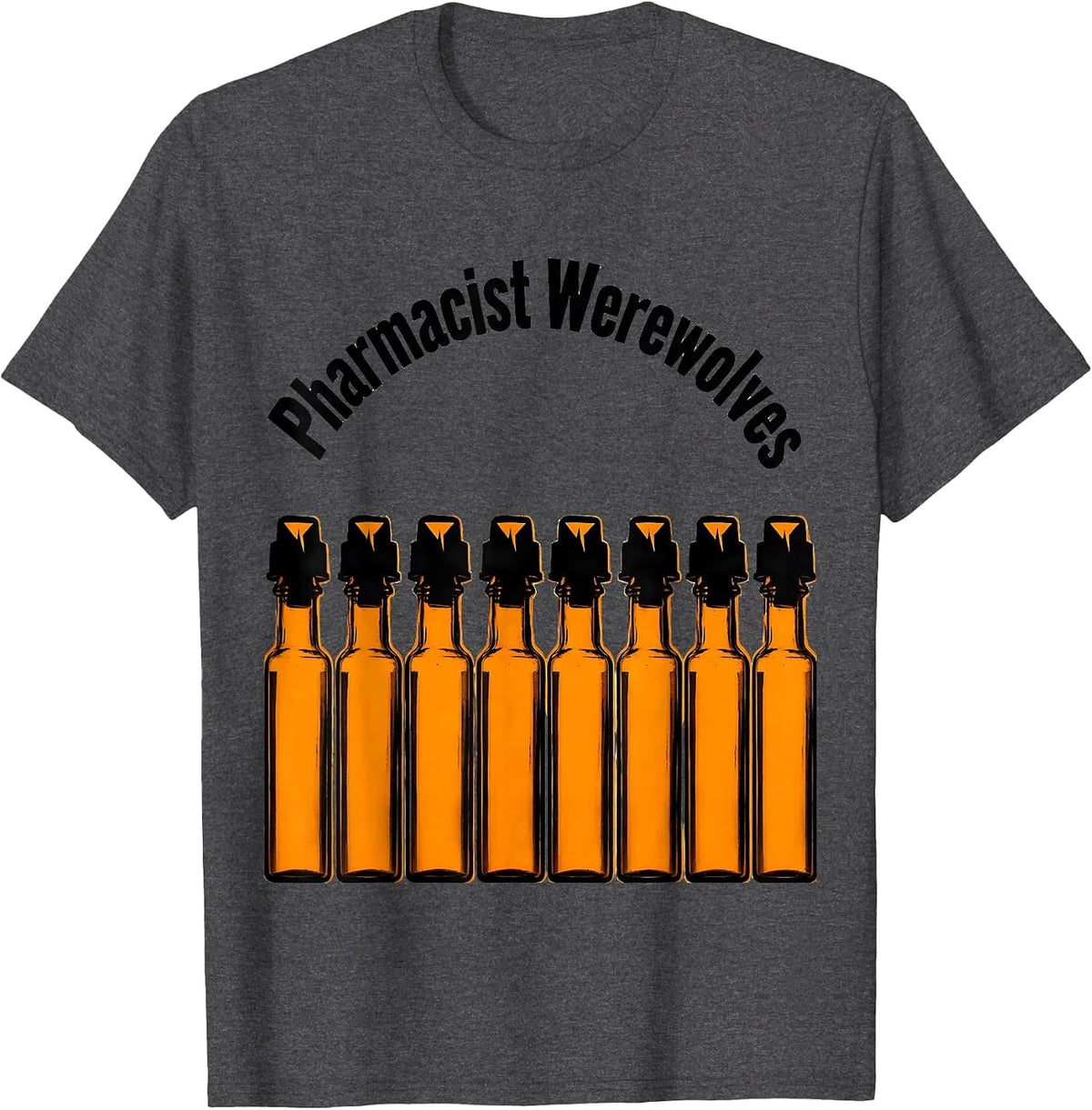 Pharmacist Werewolves Funny Pharmacy Halloween Occupational T-Shirt - Dark Heather Grey