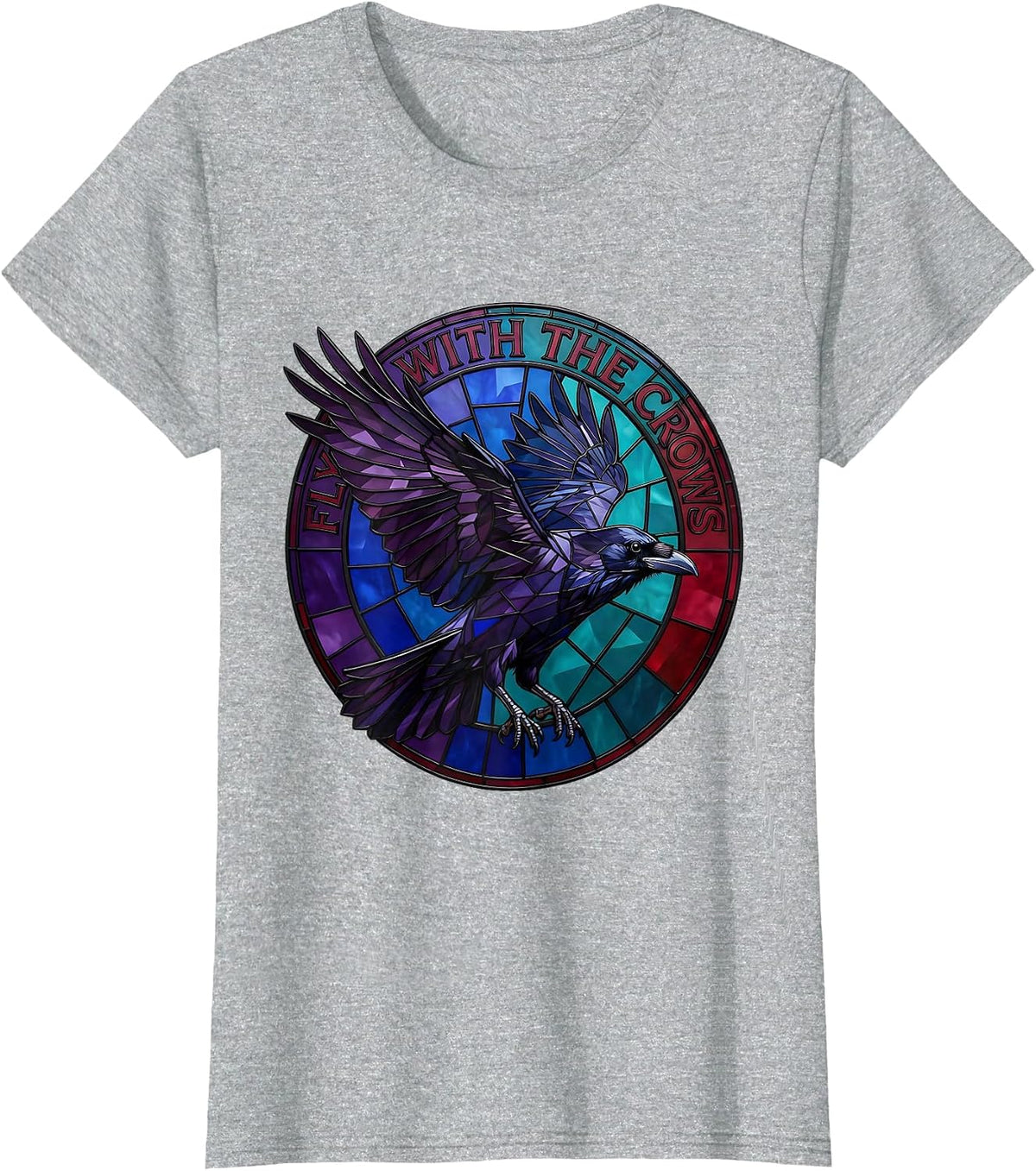 Women's Fly With the Crows Bold Crow Graphic Design T-Shirt - Heather Grey
