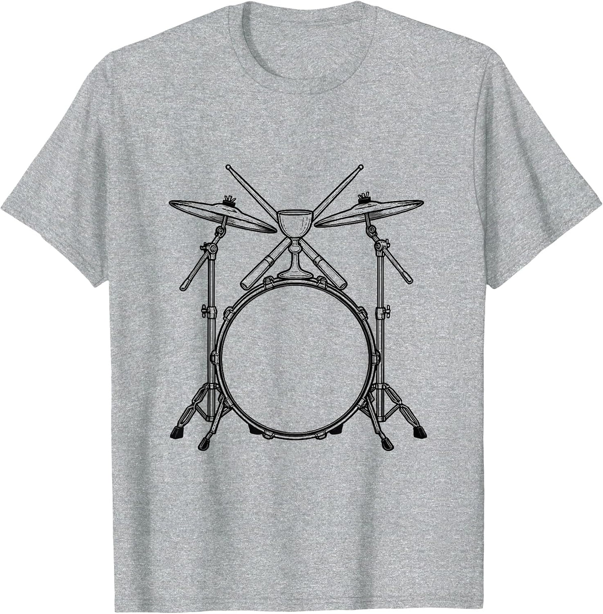Men's Compact Drum Kit Christian Musician Worship Faith T-Shirt - Heather Grey