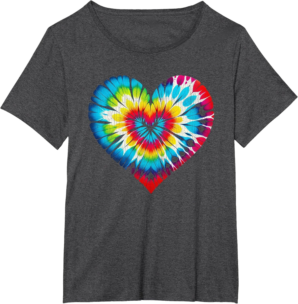 Tie Dye Colorful Valentine's Day Hearts Men Women Kids T-Shirt - Dark Heather Grey