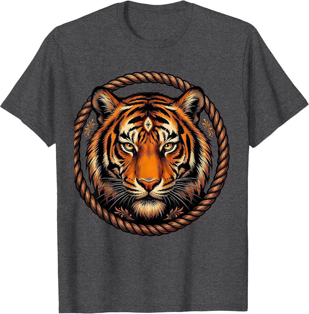 Men's Third Eye Tiger Mystical Wild Cat Graphic T-Shirt - Dark Heather Grey