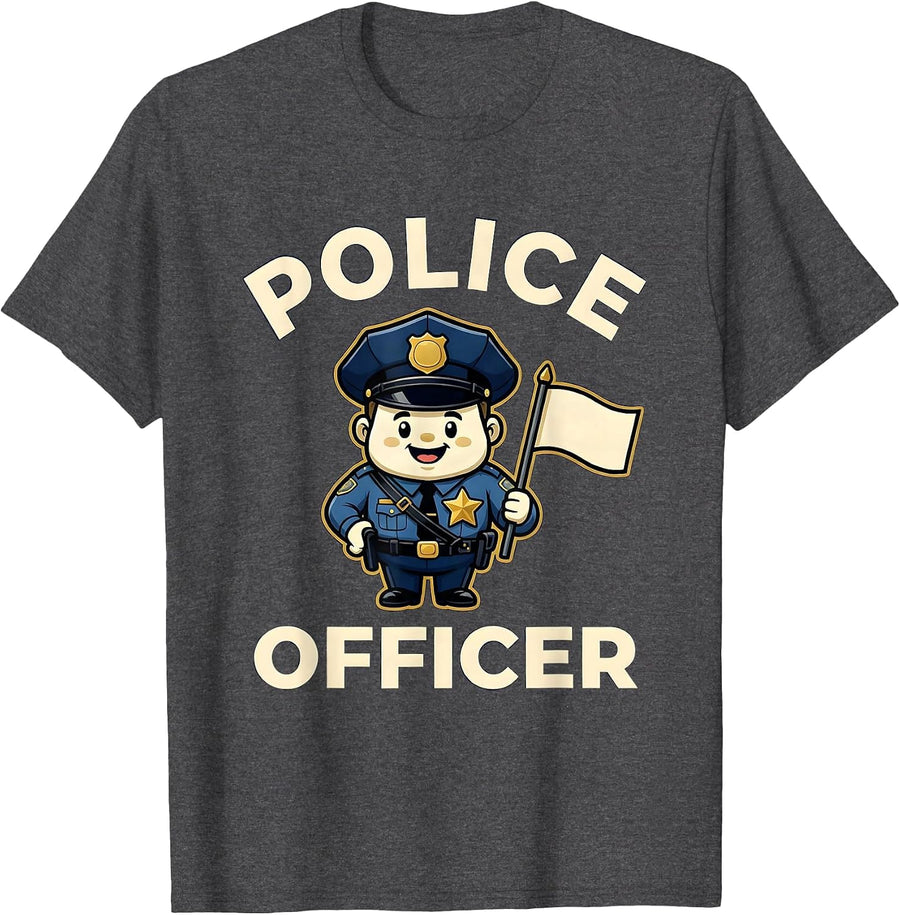 Men's POLICE OFFICER Funny Halloween Costume Police Cop Kids T-Shirt - Dark Heather Grey