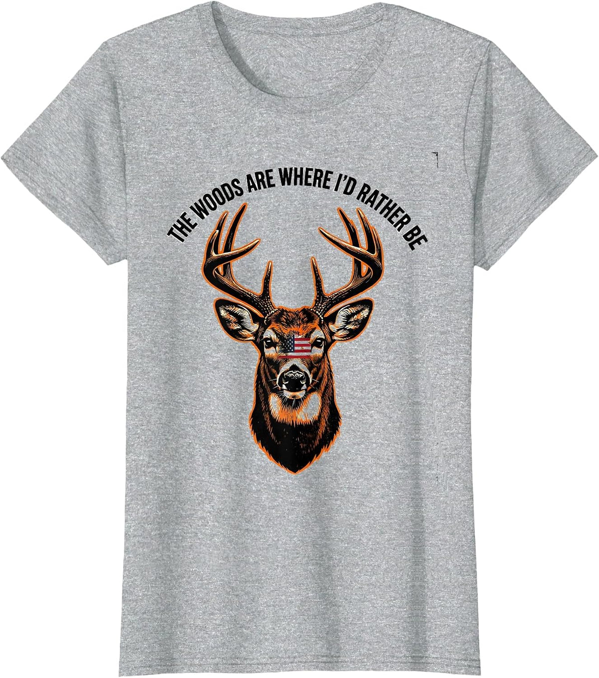 Women's The Woods Are Where I'd Rather Be Stencil Whitetail Buck T-Shirt - Heather Grey