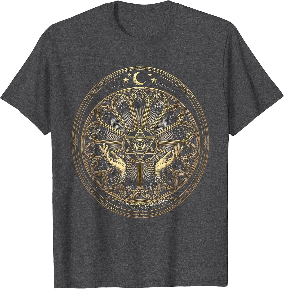 Men's Stained Glass Window Colorful Shadow Faith Design T-Shirt - Dark Heather Grey