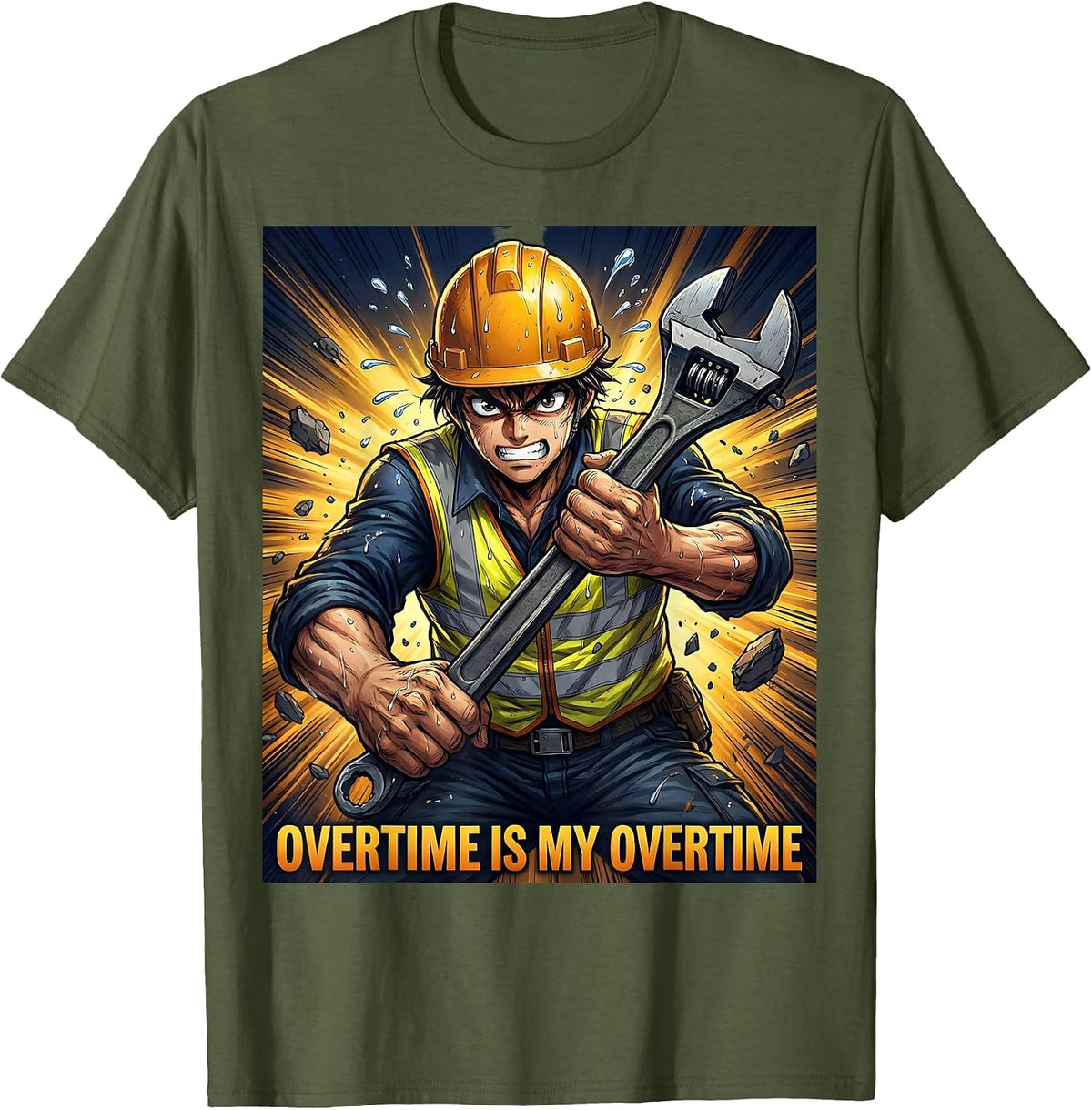 Overtime Is My Overtime Hustle Grind Design T-Shirt - Olive Green