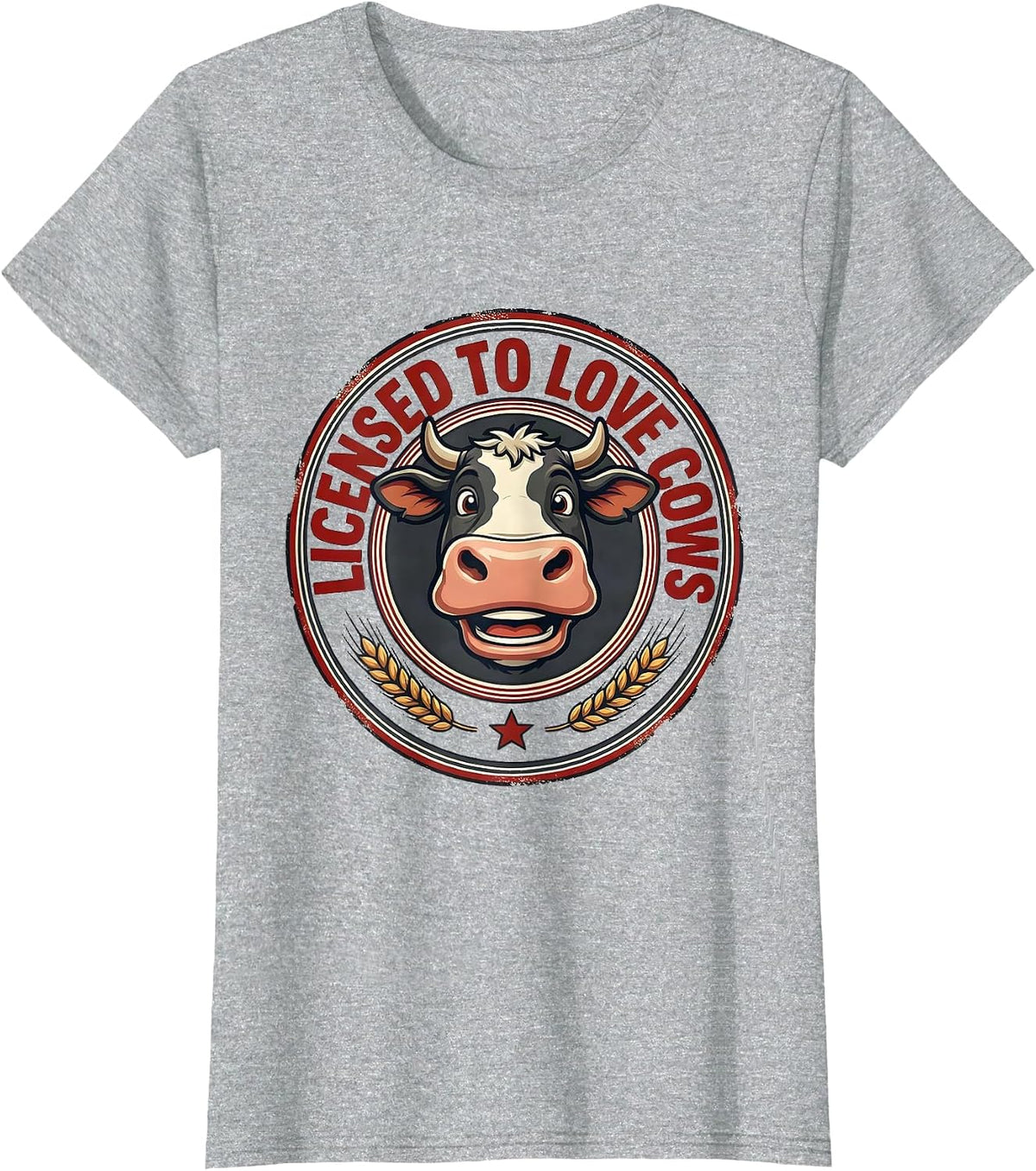 Women's Licensed To Love Cows Cartoon Cow Lover Boy Farm Kid T-Shirt - Heather Grey