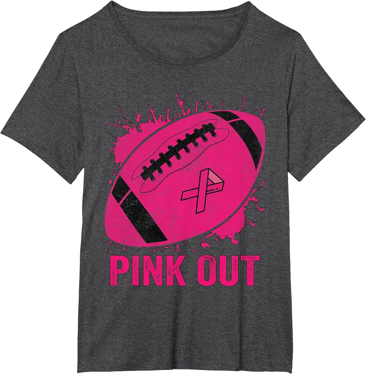 Pink Out Football Breast Cancer Tackle Brest Cancer T-Shirt - Dark Heather Grey