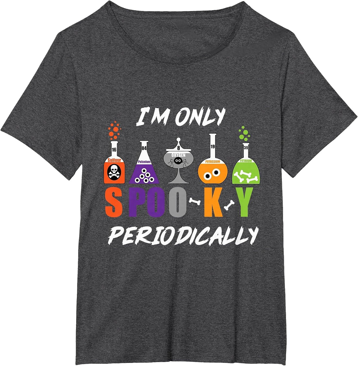 Science Halloween T-Shirt Funny Spooky Periodic Table Tee T-Shirt - Dark Heather Grey