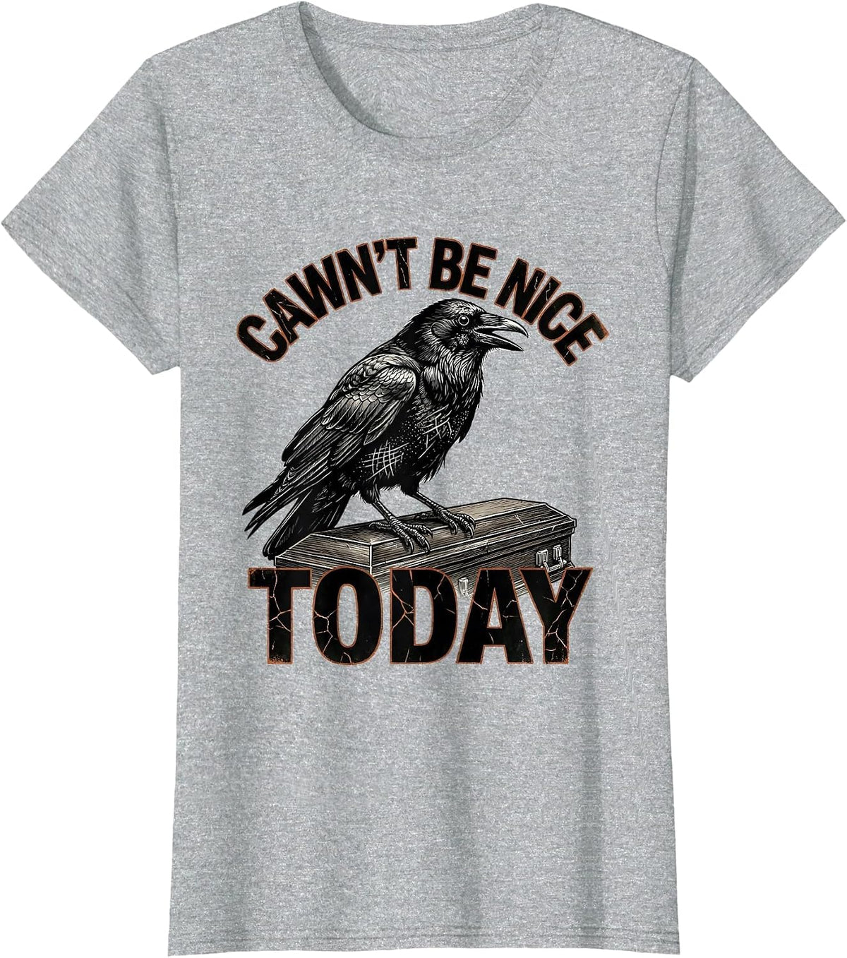 Women's Cawn't Be Nice Today Distressed Crow Dark Humor Gothic T-Shirt - Heather Grey