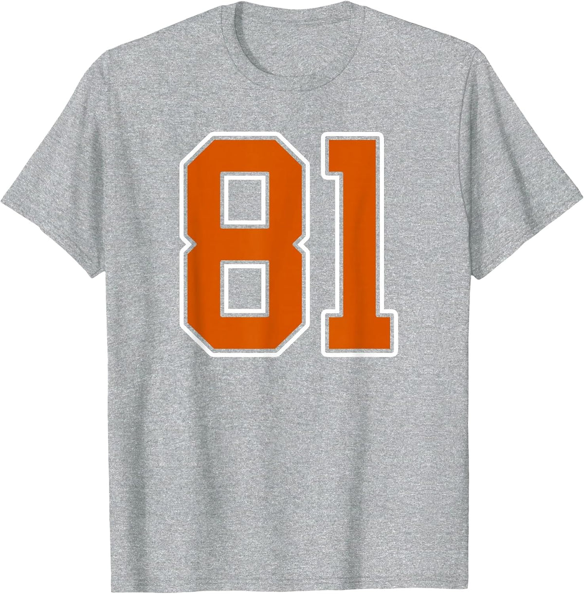 Burnt Orange White Number 81 Jersey Player Uniform #81 T-Shirt - Heather Grey