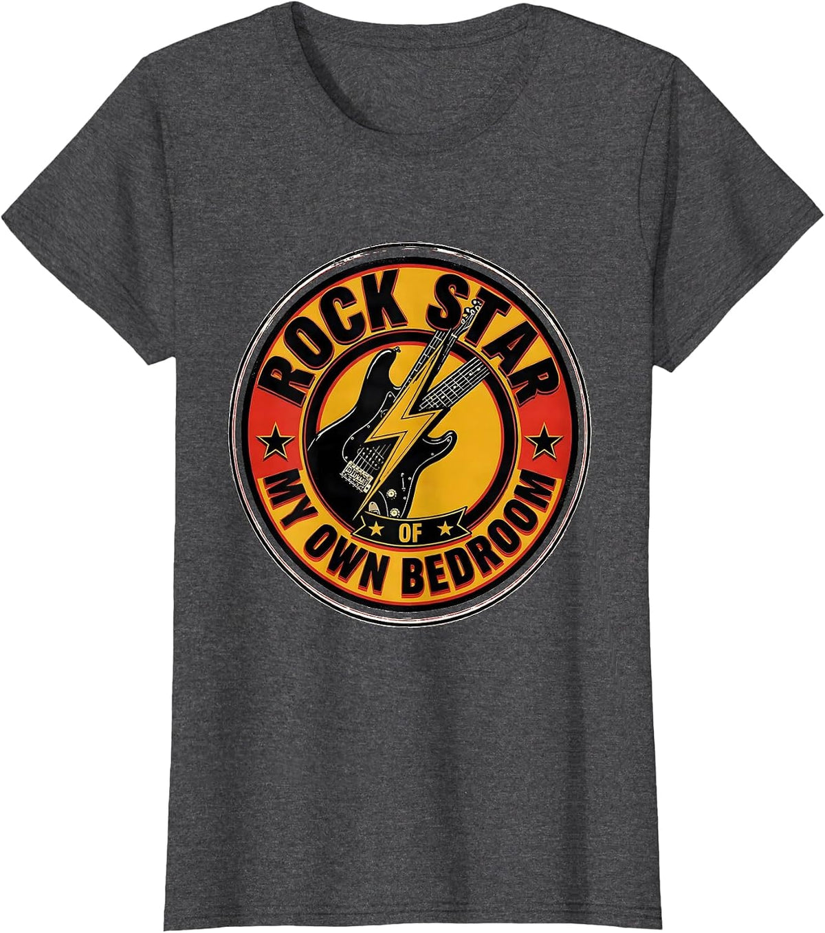 Women's Rock Star Of My Own Bedroom Funny Rock Fan Music Lover T-Shirt - Dark Heather Grey