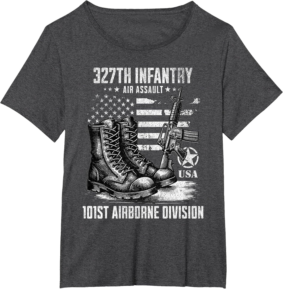 327th Infantry Regiment 101st Airborne Division Veteran T-Shirt - Dark Heather Grey