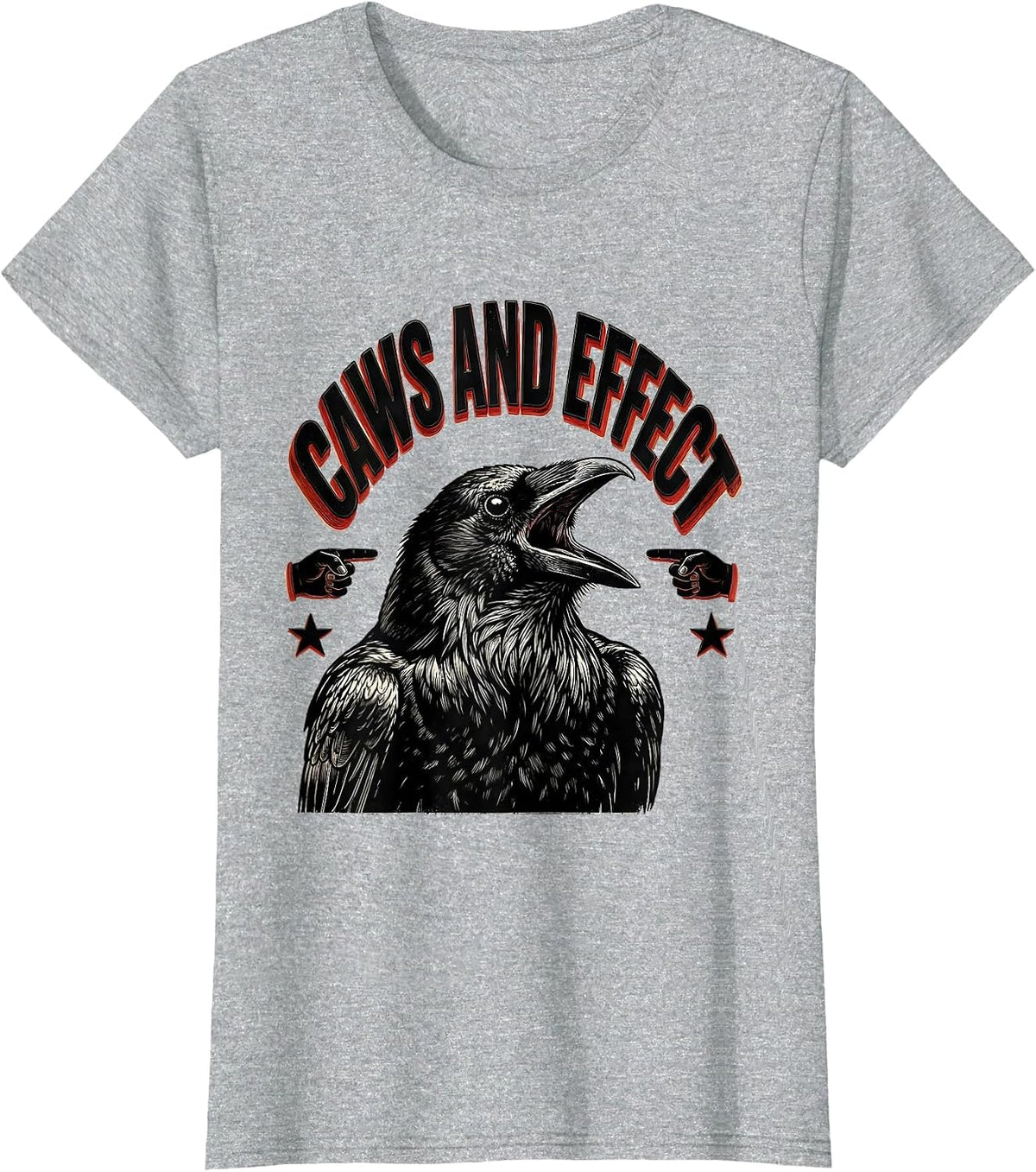Women's Caws and Effect Funny Crow Bird Design T-Shirt - Heather Grey