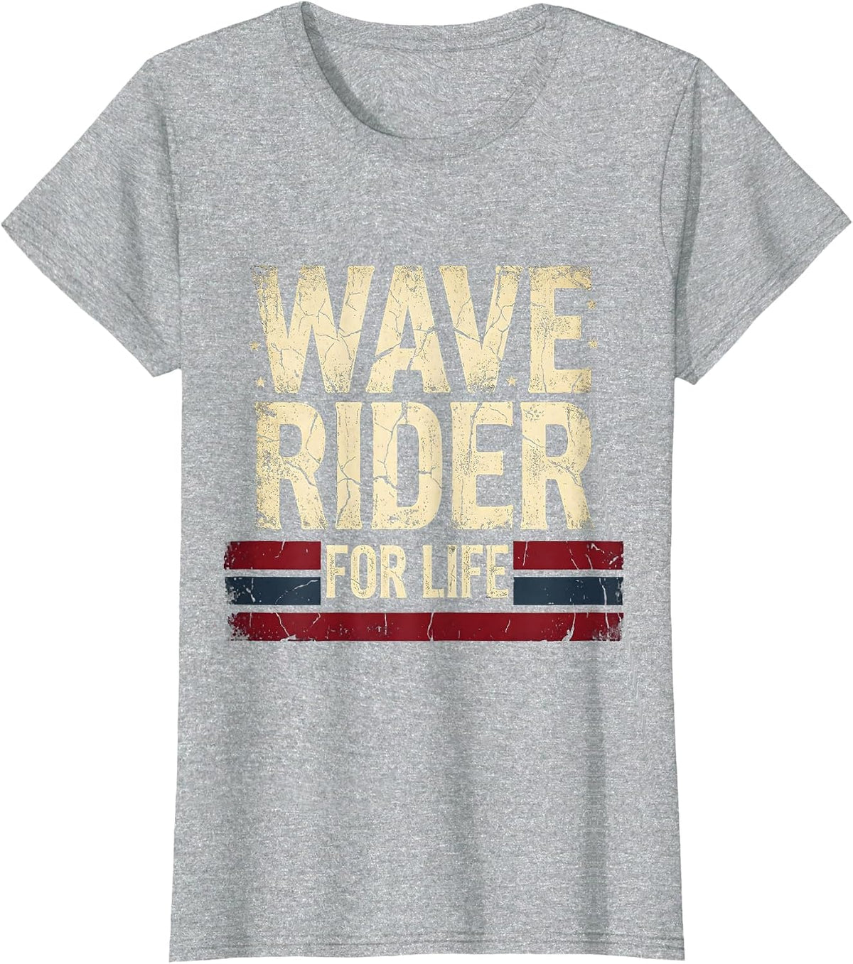 Wave Rider For Life Mens Beach Design T-Shirt - Heather Grey