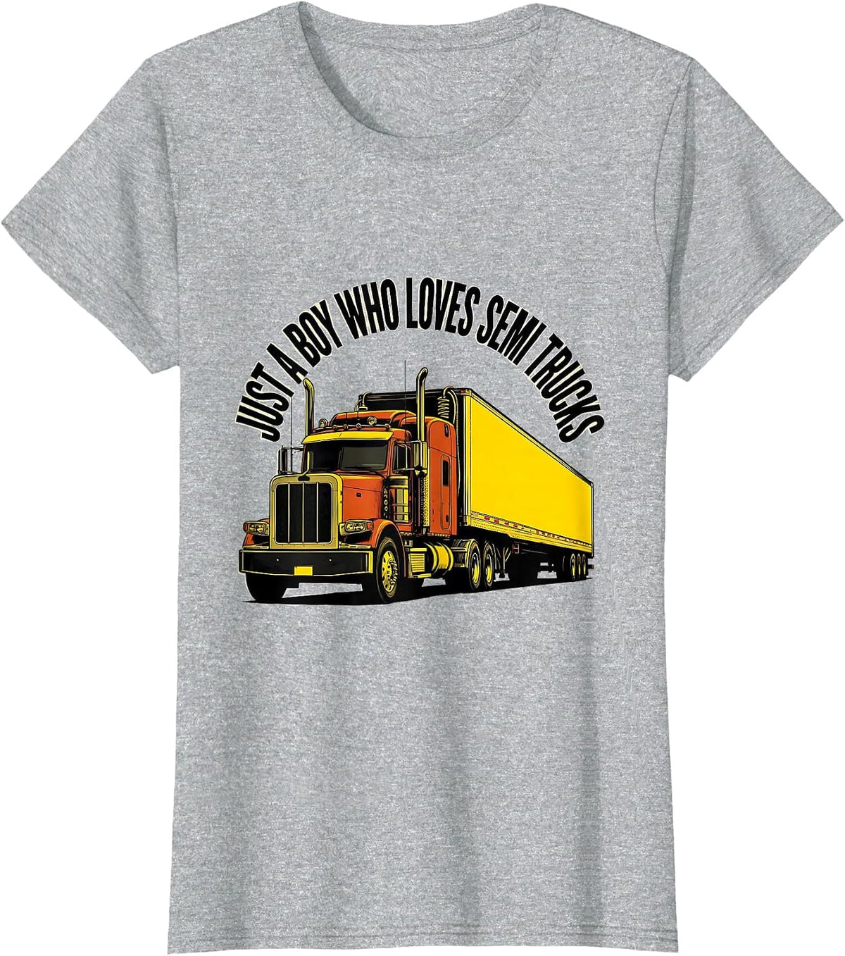 Just A Boy Who Loves Semi Trucks Funny Toddler Truck Lover T-Shirt - Heather Grey