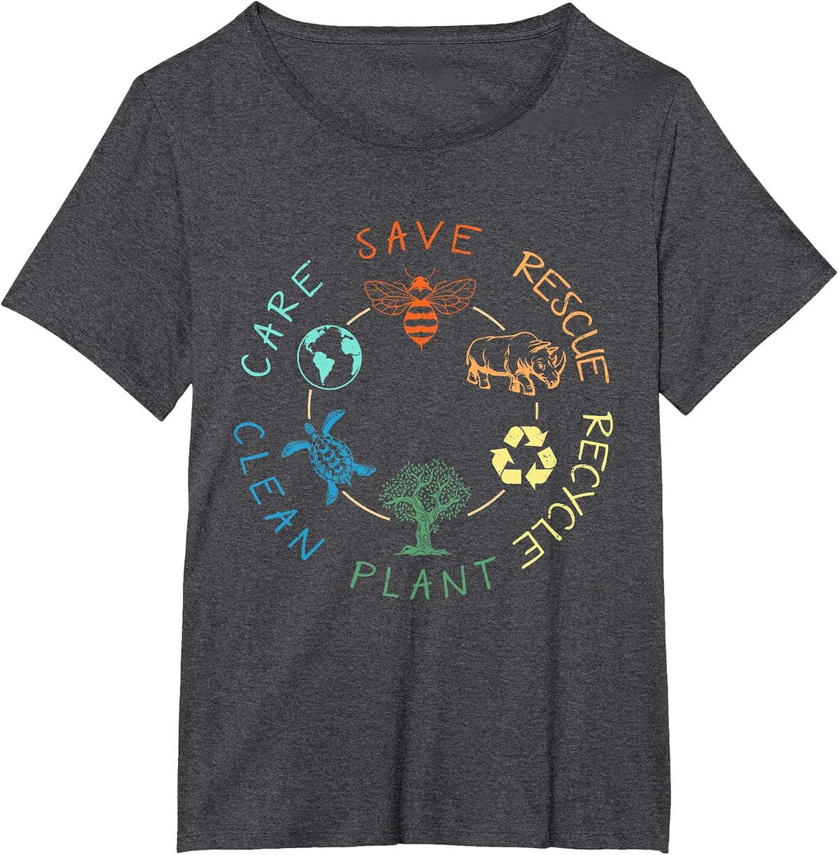 Save Bees Rescue Animals Recycle Plastic Earth Day T-Shirt - Dark Heather Grey
