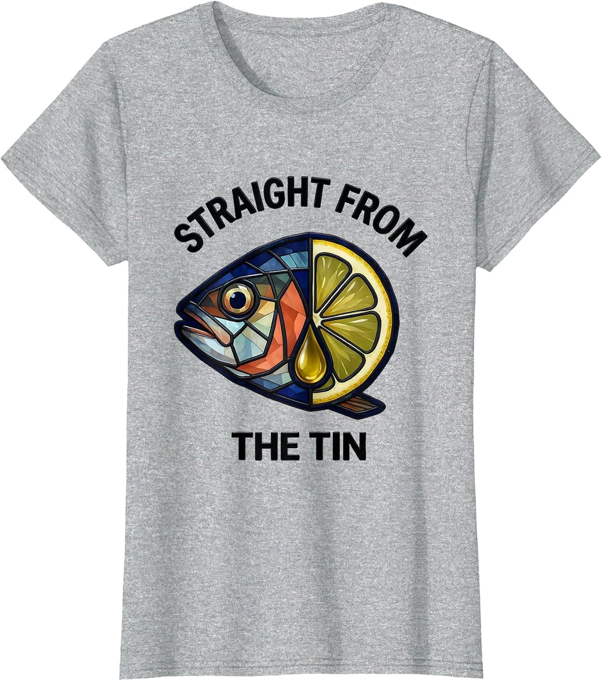 Straight From The Tin Stained Glass Mosaic Coastal Vintage T-Shirt - Heather Grey