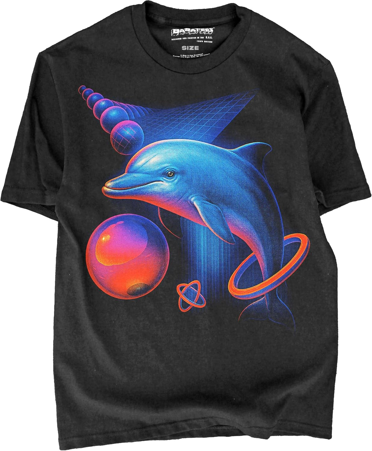 Epic Aquatic Life Graphic Tees - 100% USA Cotton - Vintage Heavy Metal Album Cover Style - Dolphins