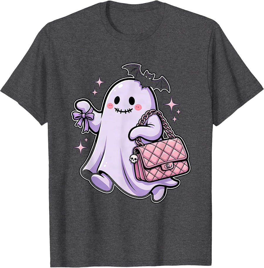 Men's Boo Jee Ghost Designer Handbag Runway Graphic T-Shirt - Dark Heather Grey