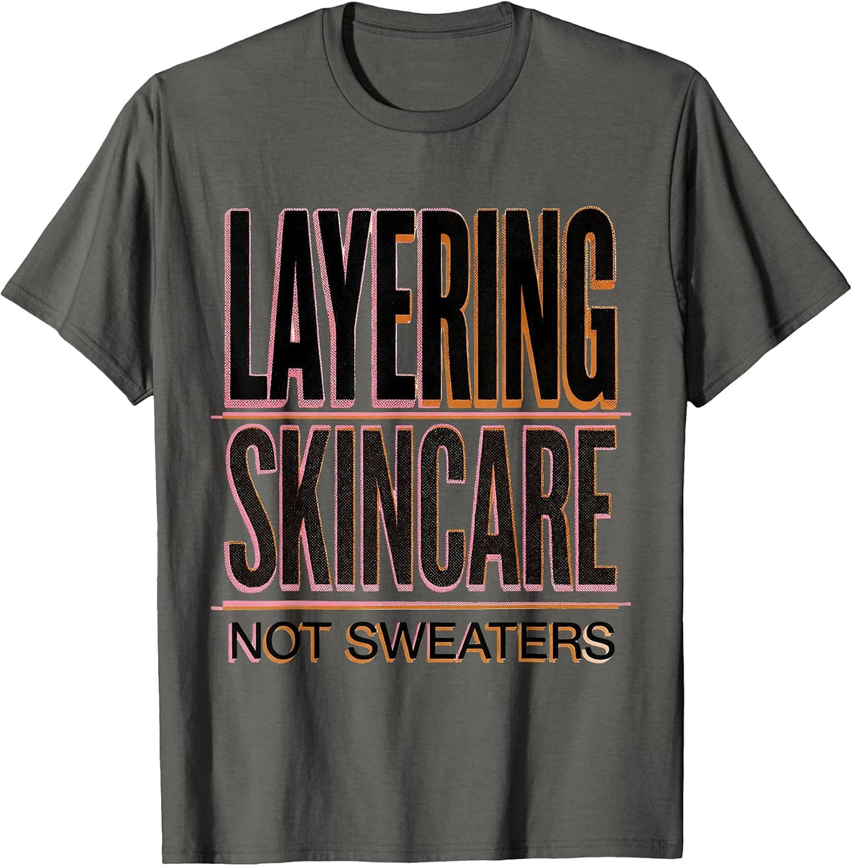 K-Beauty Skincare Fall Layering Design T-Shirt - Asphalt Grey