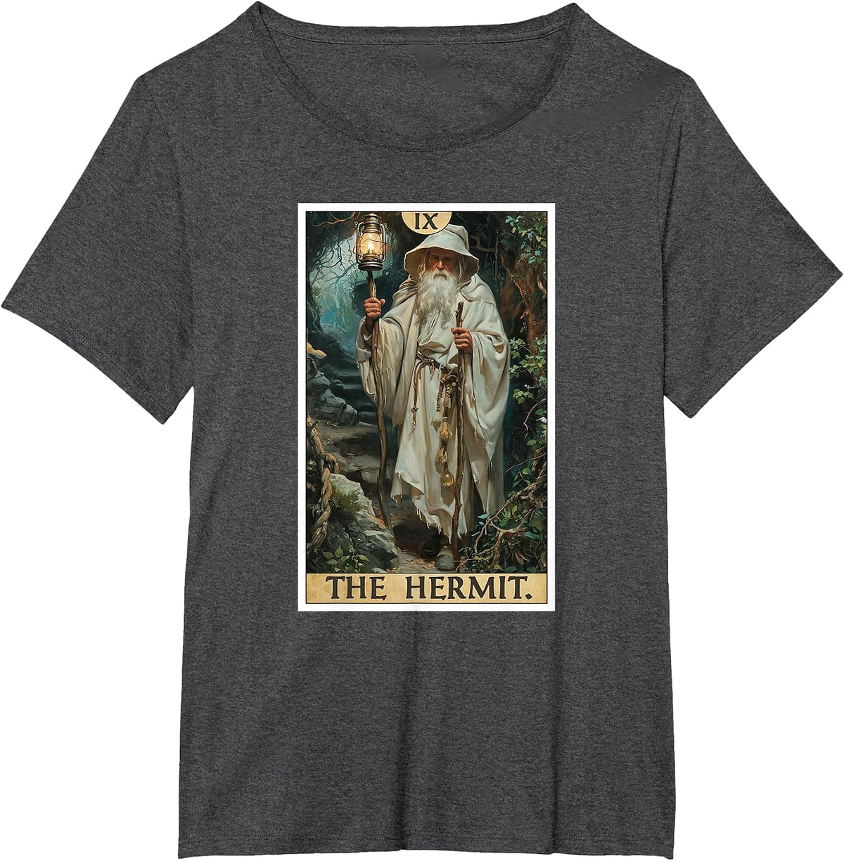 Tarot Cards Tarot Card 9 The Hermit T-Shirt - Dark Heather Grey