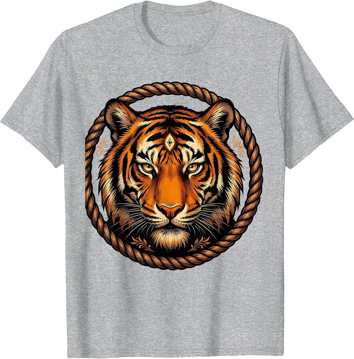 Men's Third Eye Tiger Mystical Wild Cat Graphic T-Shirt - Heather Grey