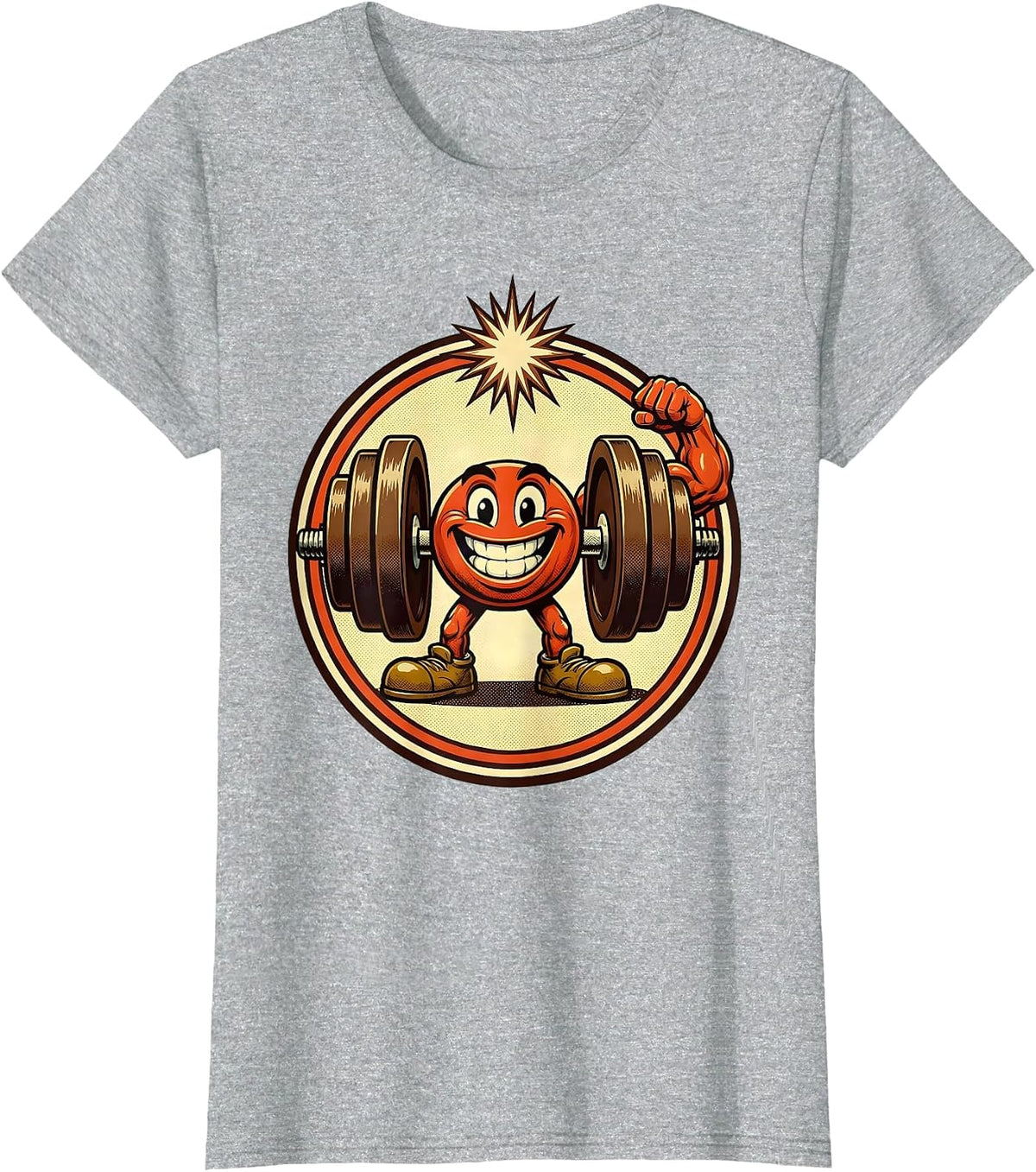 Physical Therapy Bicep Curl Dumbbell Graphic T-Shirt - Heather Grey