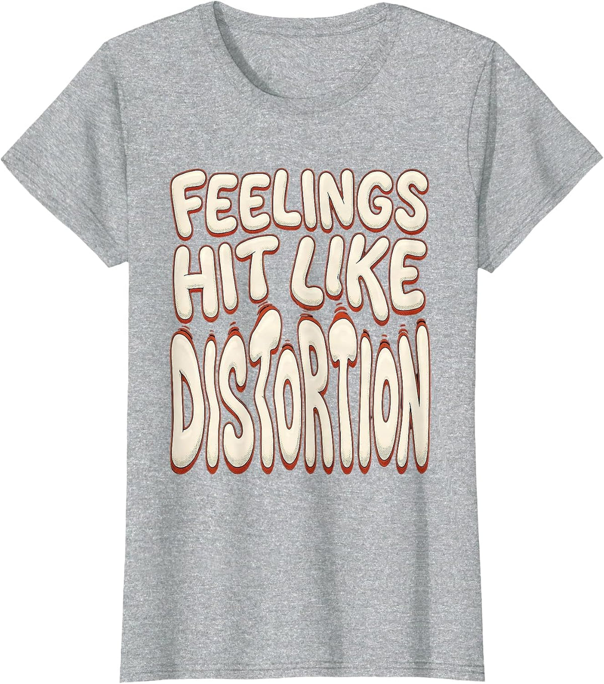 Feelings Hit Like Distortion Grunge Design T-Shirt - Heather Grey