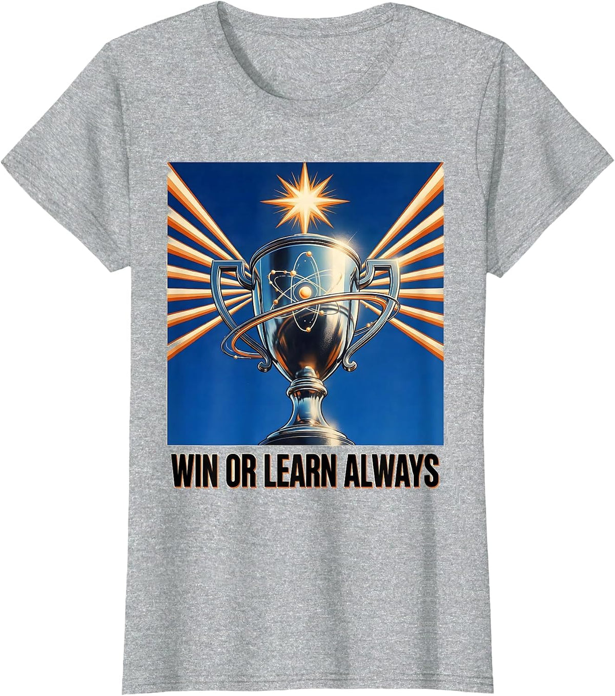 Win or Learn Always Wrestling Graphic Design T-Shirt - Heather Grey