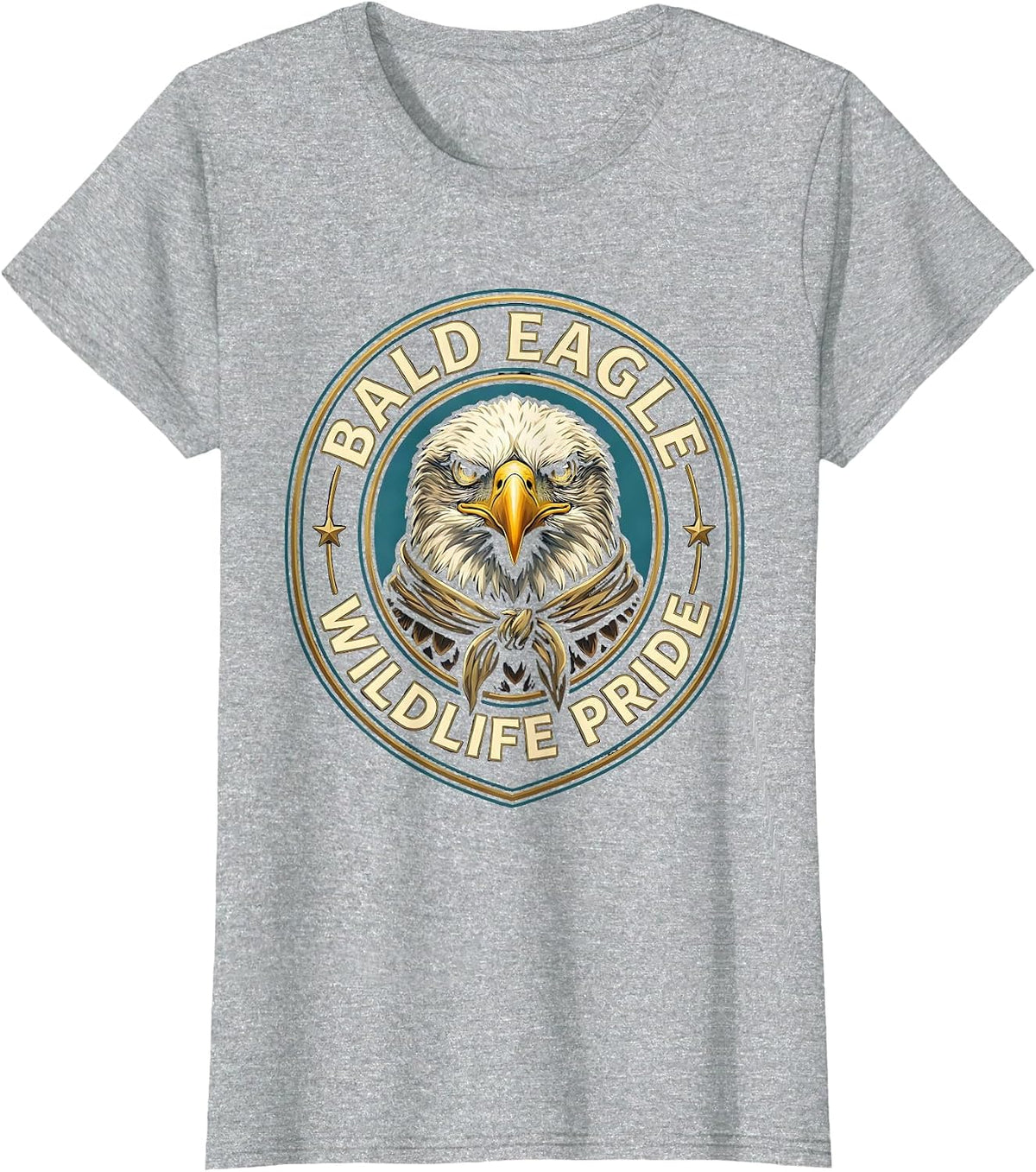 Women's Bald Eagle Head Scarf Emblem Kids Eagle Pride T-Shirt - Heather Grey