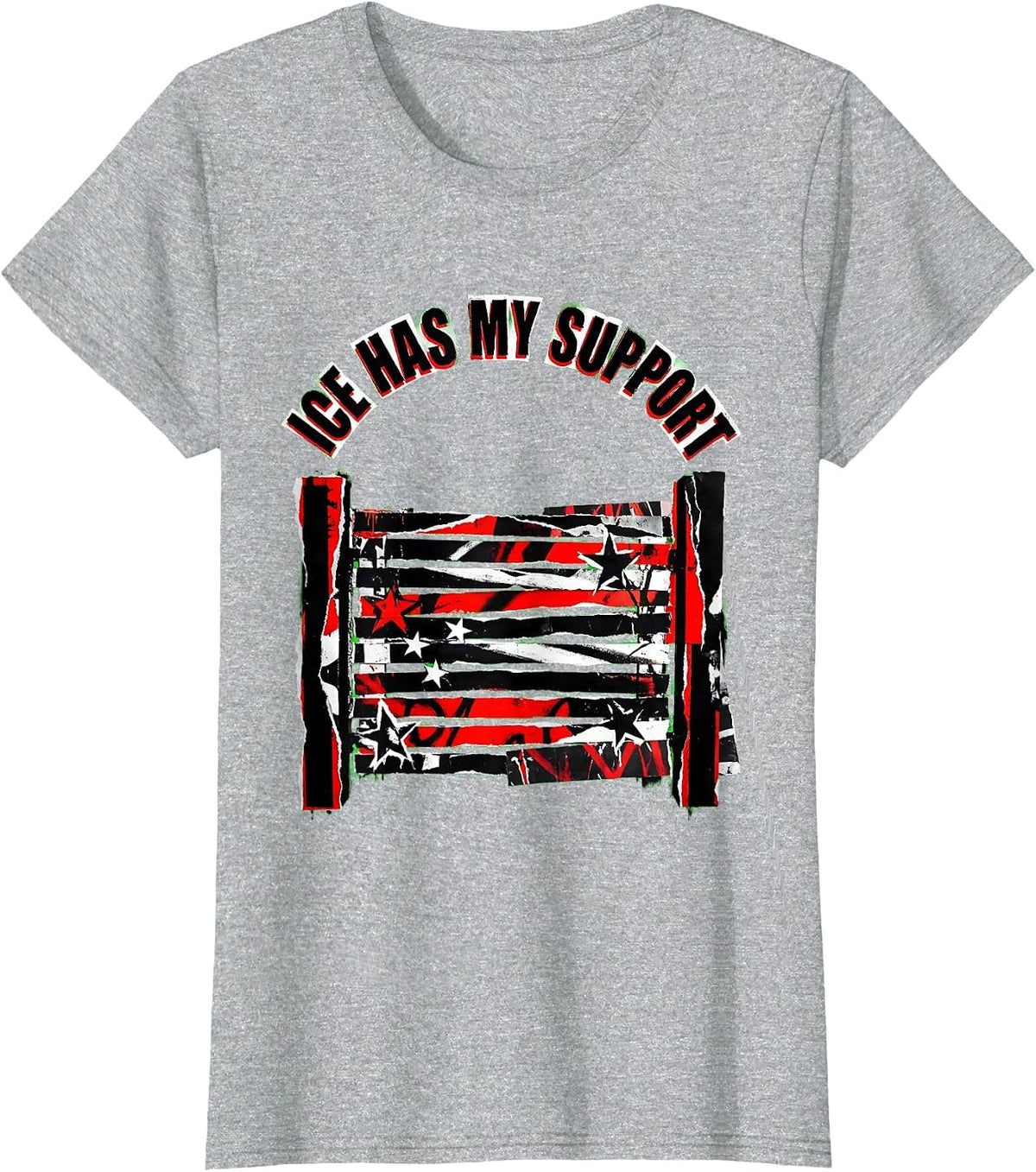 Women's ICE Has My Support Punk Metal Political Debate T-Shirt - Heather Grey