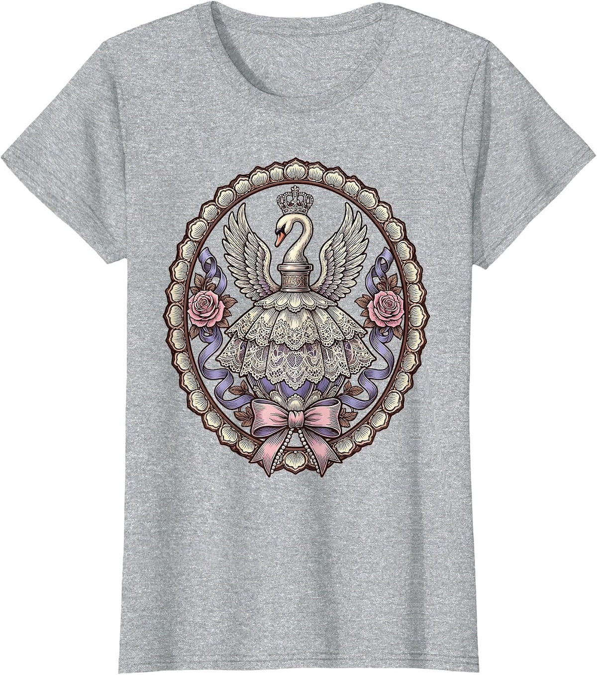 Gigi Swan Perfume Bottle Elegant Illustration T-Shirt - Heather Grey