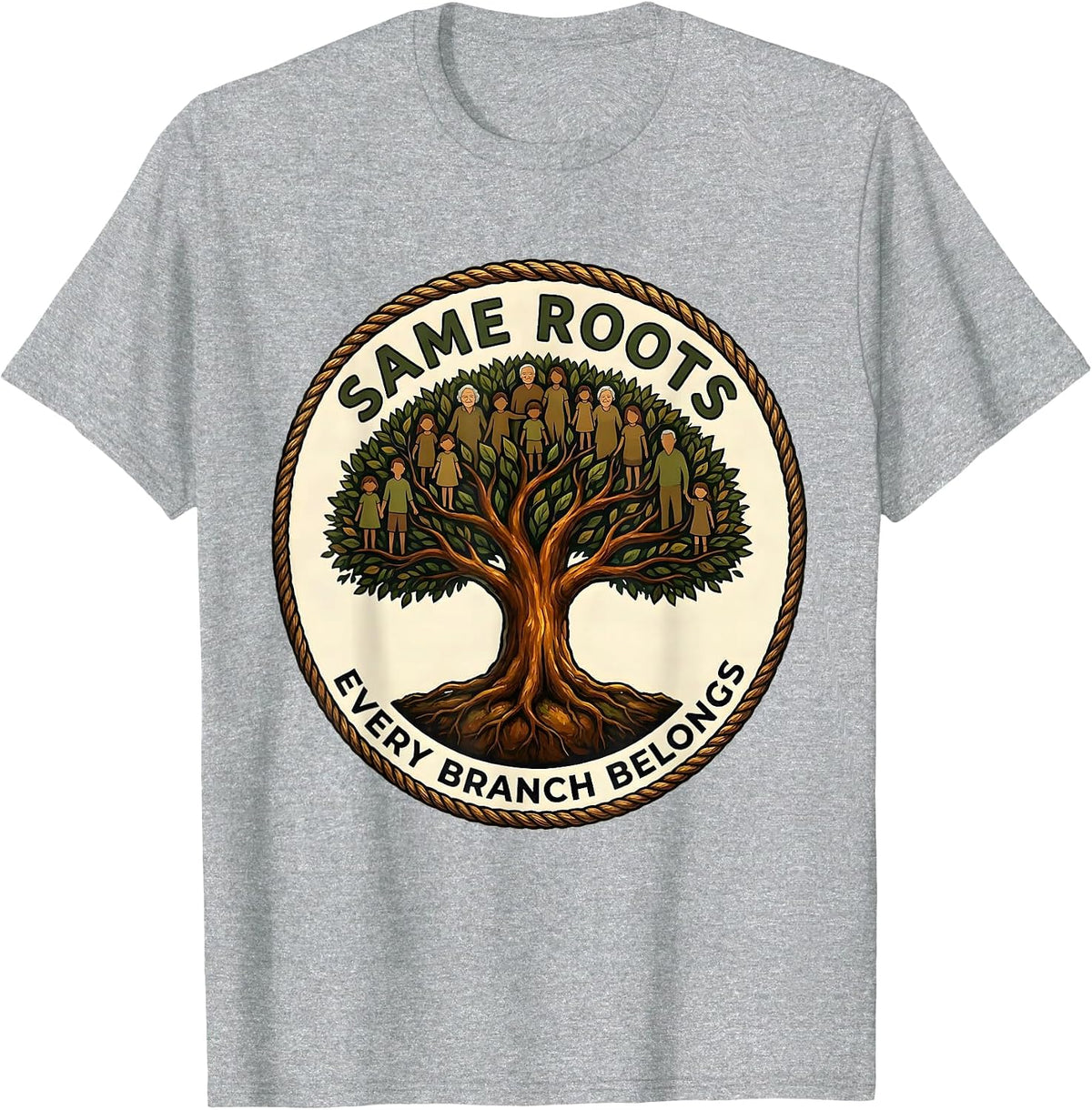 Men's Same Roots Every Branch Belongs Family Reunion Matching T-Shirt - Heather Grey