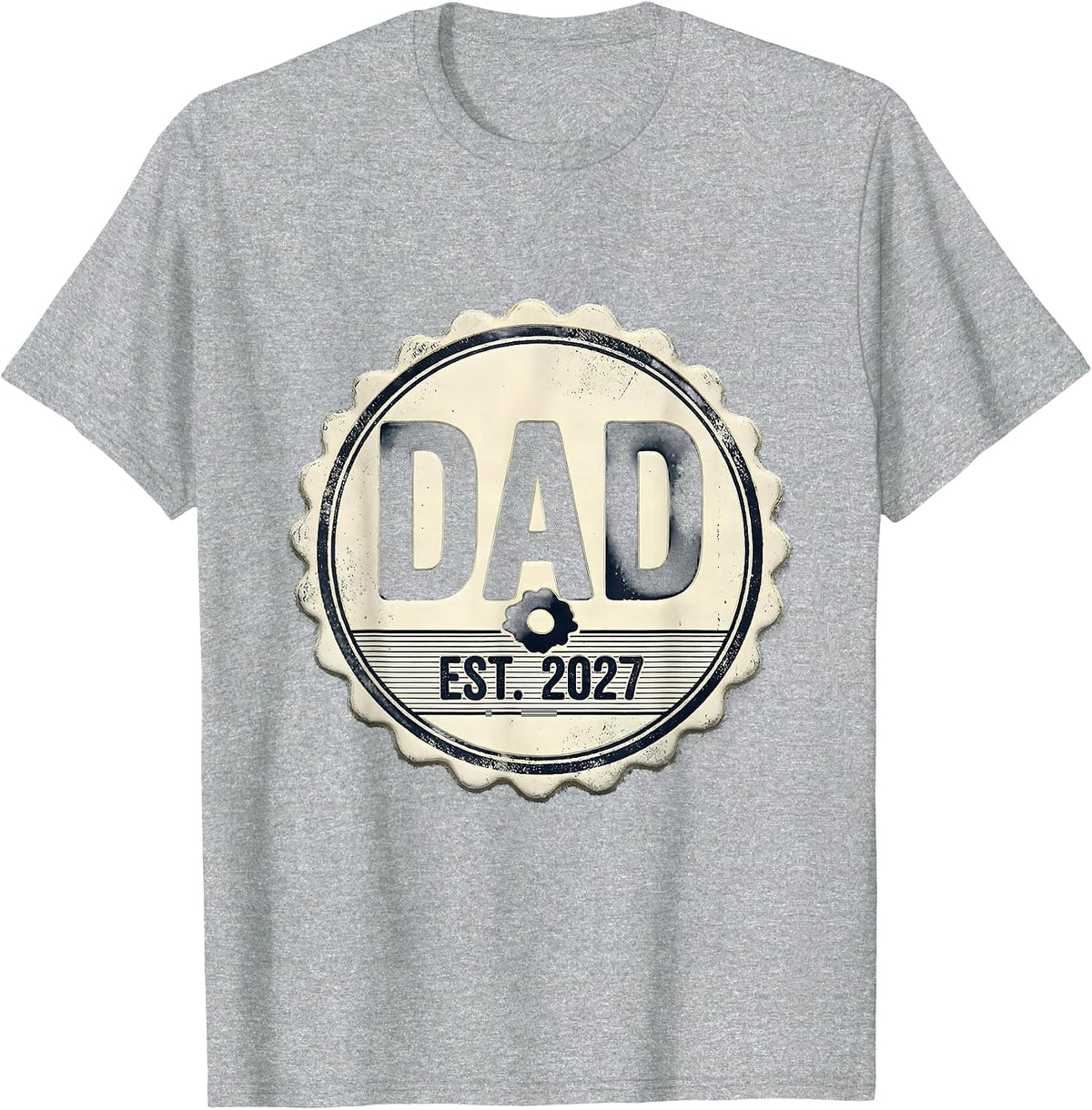 Men's Dad Est. 2027 Rubber Stamp First Time Dad New Parent T-Shirt - Heather Grey