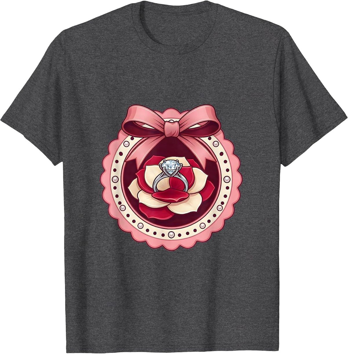 Men's Gigi Diamond Ring Rose Petal Graphic T-Shirt - Dark Heather Grey