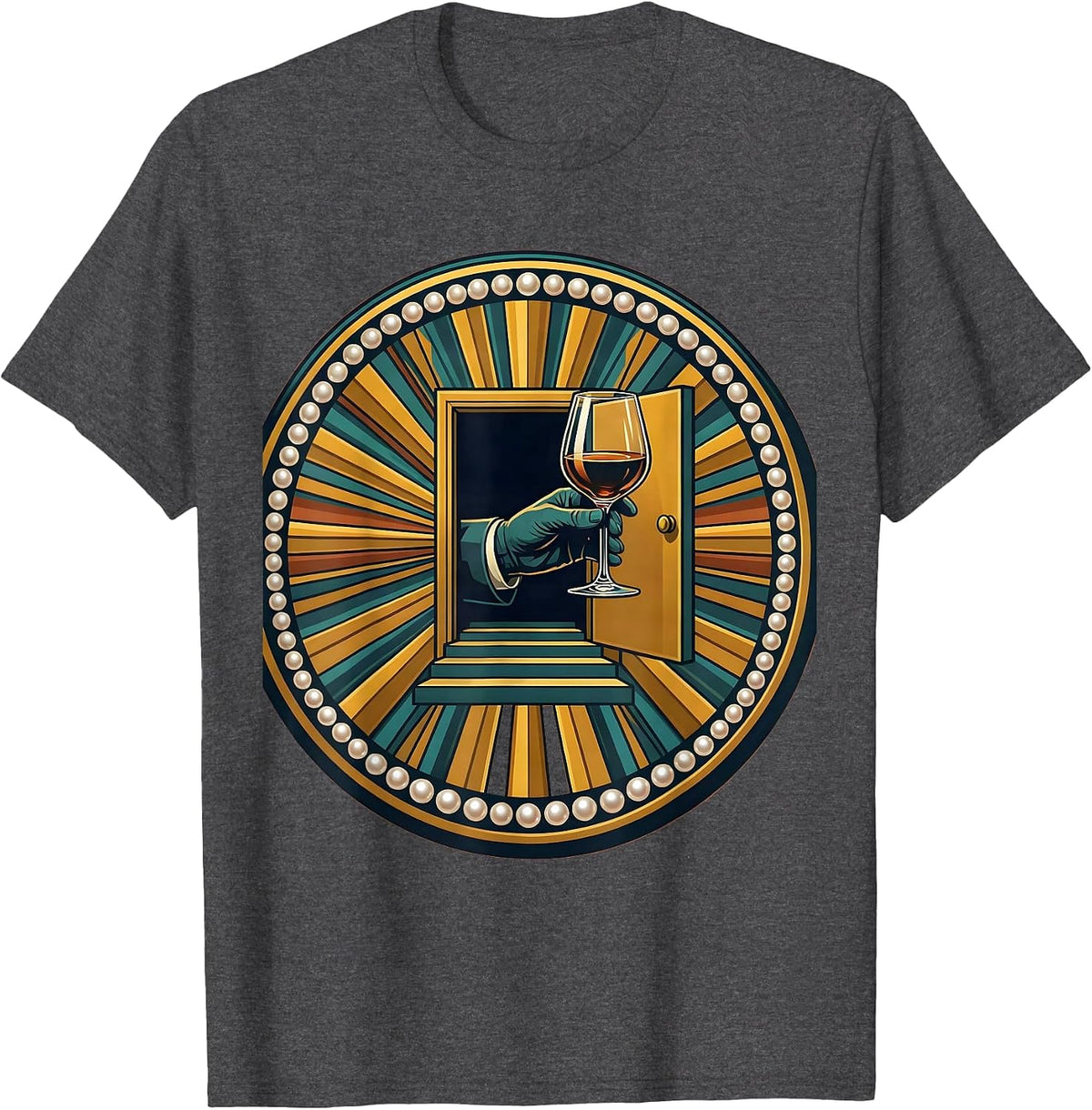 Men's Speakeasy Badge Roaring 20s Party Costume Glam T-Shirt - Dark Heather Grey
