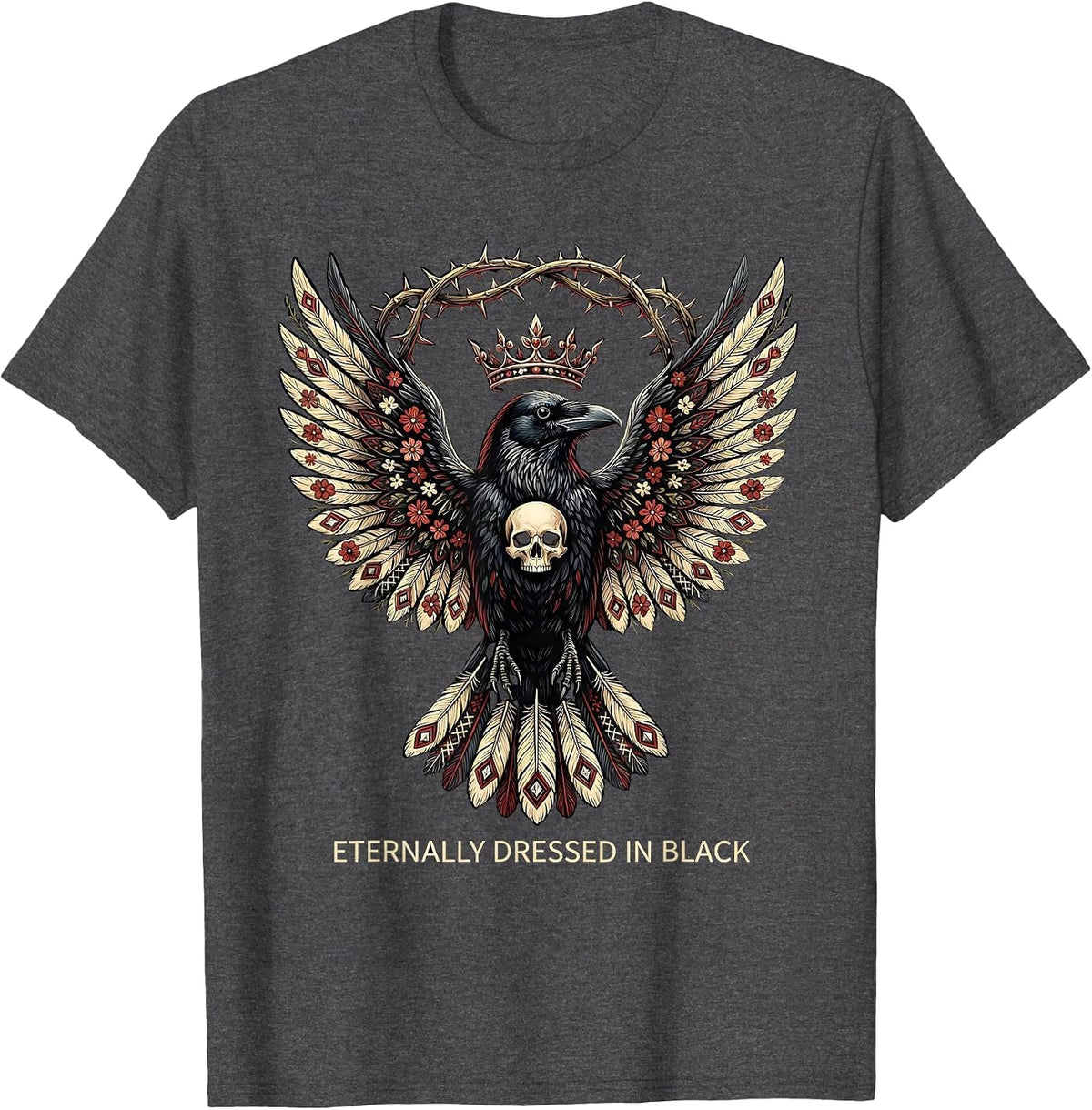 Men's Eternally Dressed In Black Gothic Design T-Shirt - Dark Heather Grey