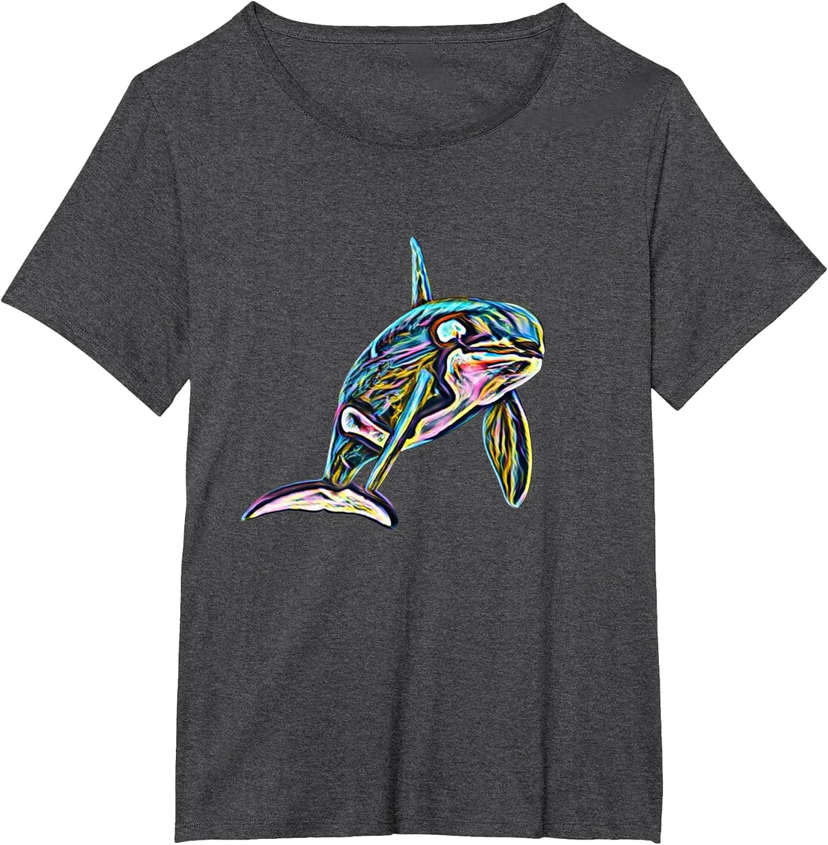 Orca Motif Whale Ocean Predator Design T-Shirt - Dark Heather Grey