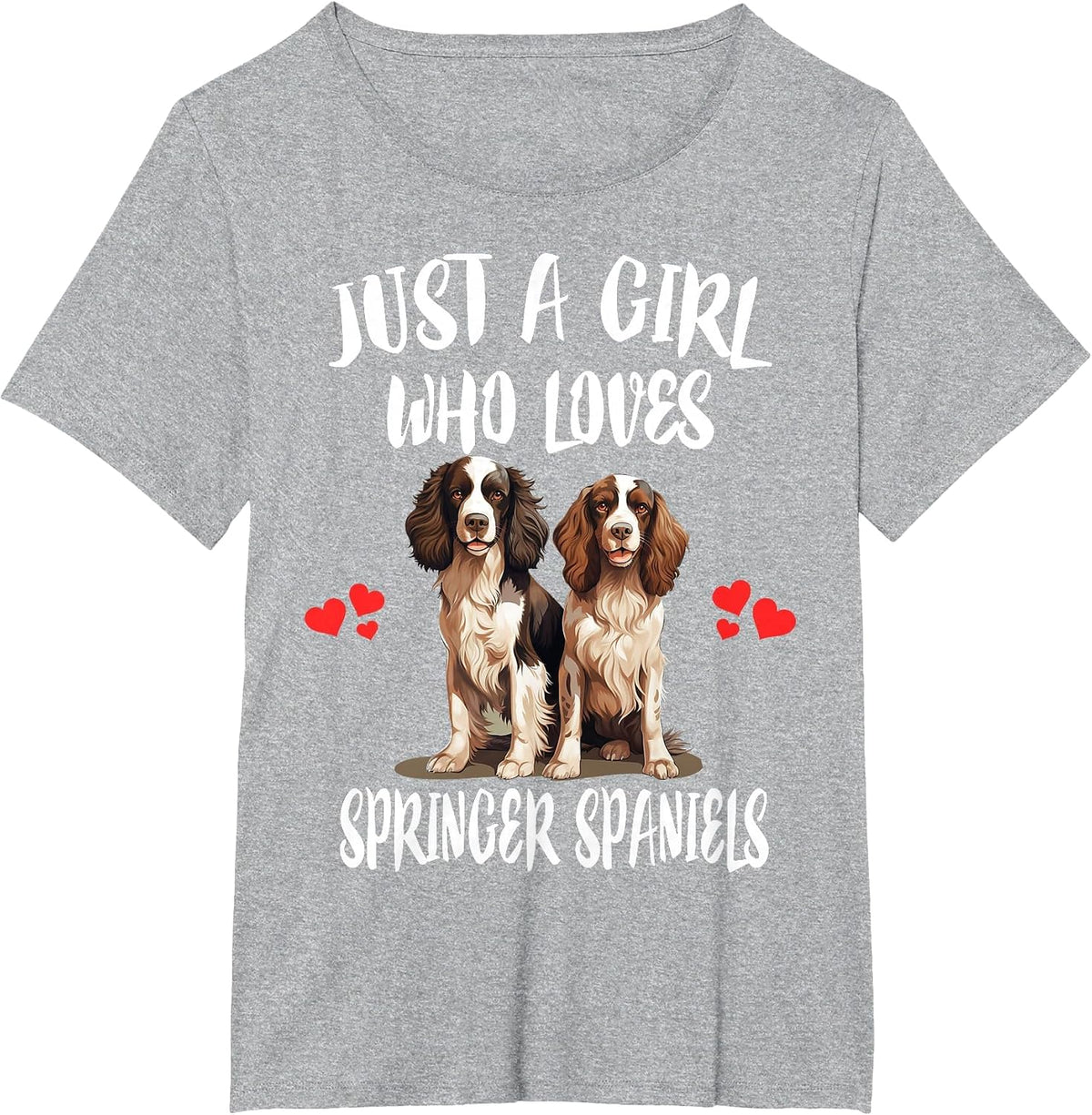 Just a Girl Who Loves Springer Spaniels Dog T-Shirt - Heather Grey